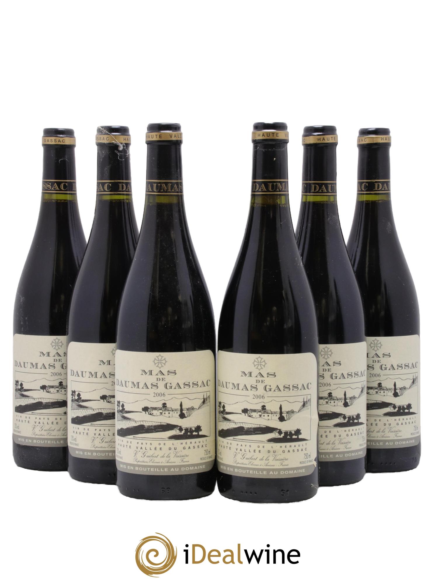 Saint-Guilhem-le-Désert - Cité d'Aniane Mas Daumas Gassac Famille Guibert de La Vaissière 2006 - Lot de 6 bouteilles - 0