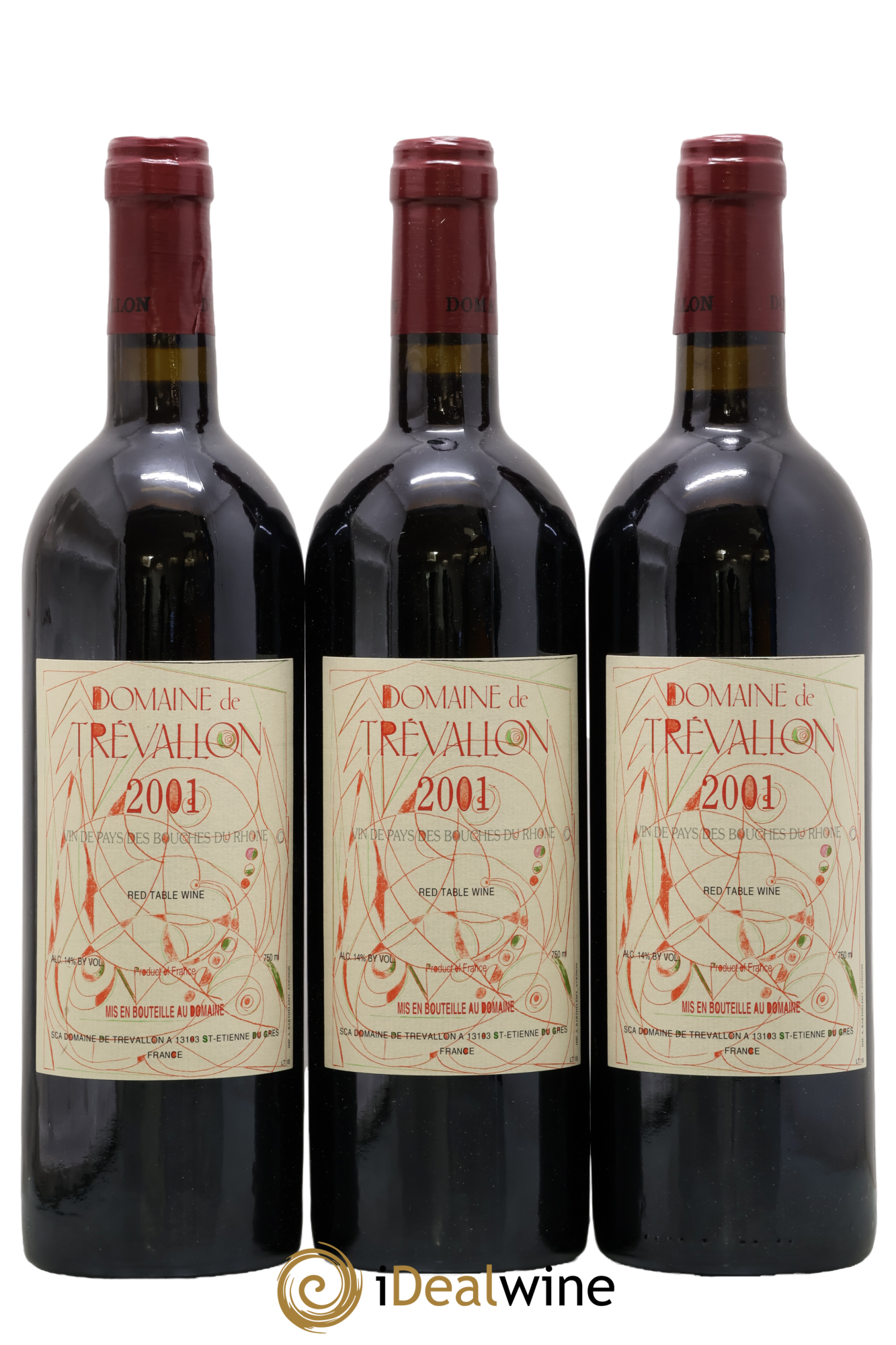 VDP Bouches du Rhône Trévallon (Domaine de) Eloi Dürrbach 2001 - Lot of 3 bottles - 0