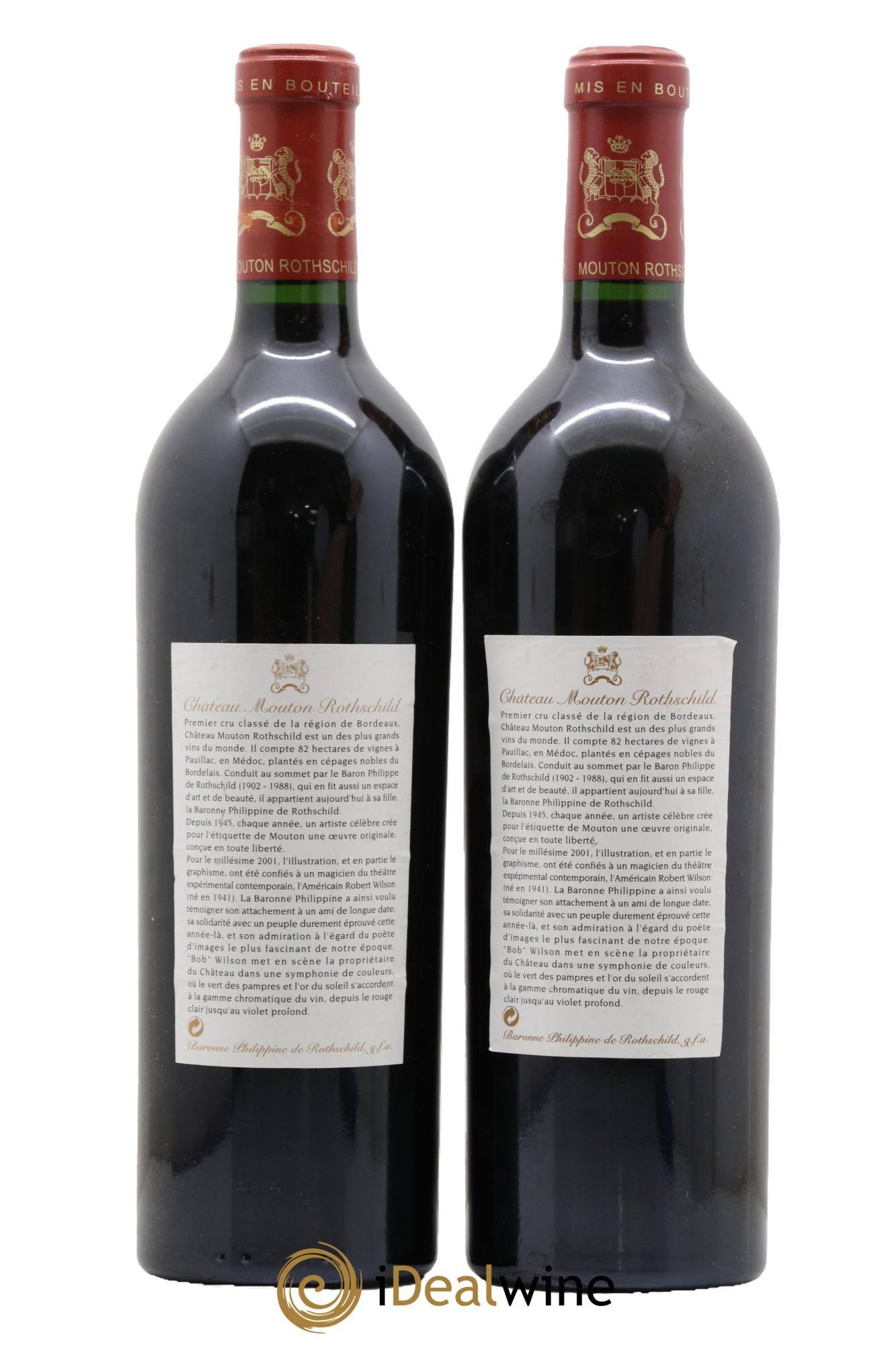 Château Mouton Rothschild 1er Grand Cru Classé 2001 - Lot de 2 bouteilles - 1