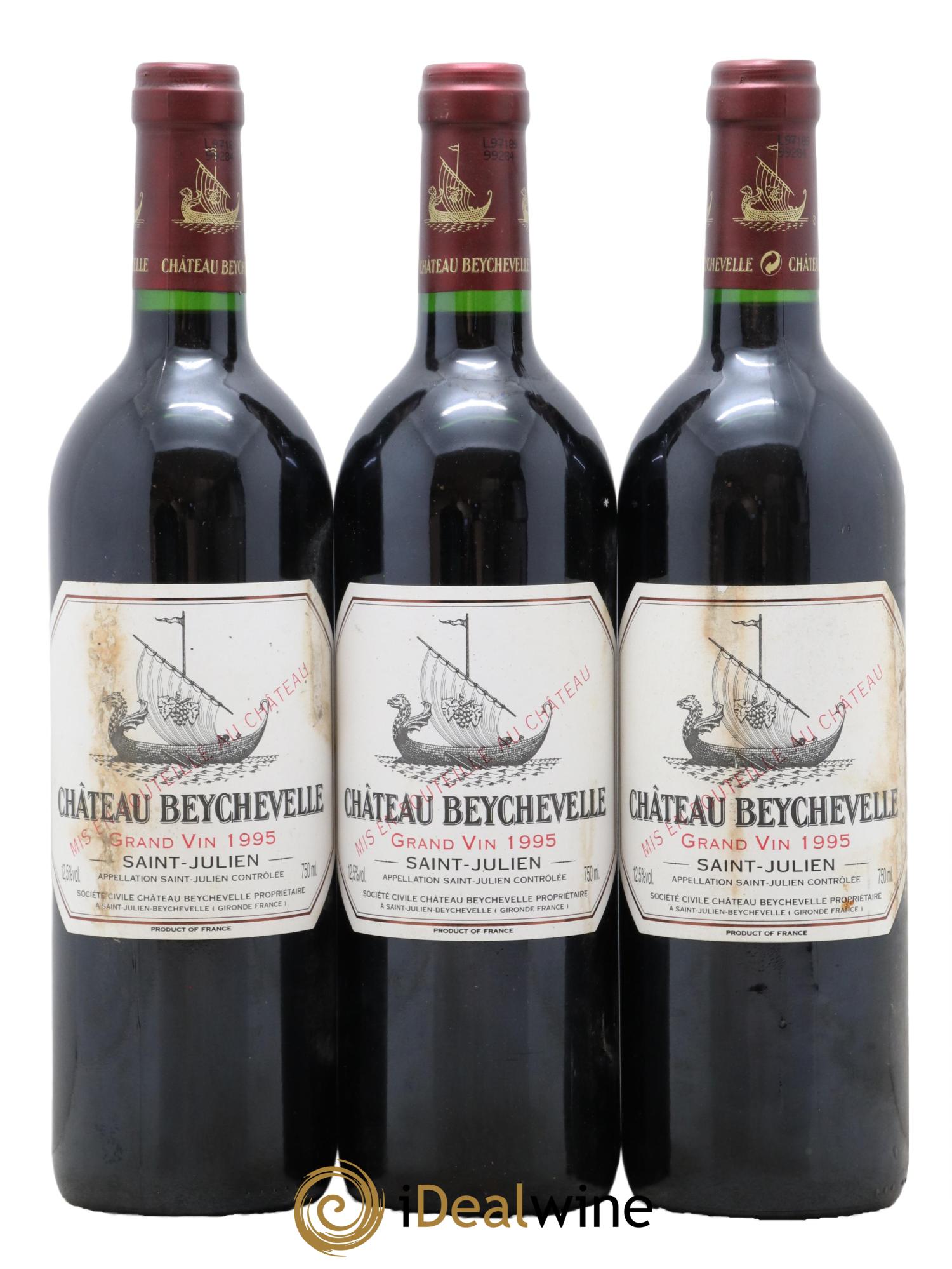 Château Beychevelle 4ème Grand Cru Classé 1995 - Lot de 3 bouteilles - 0