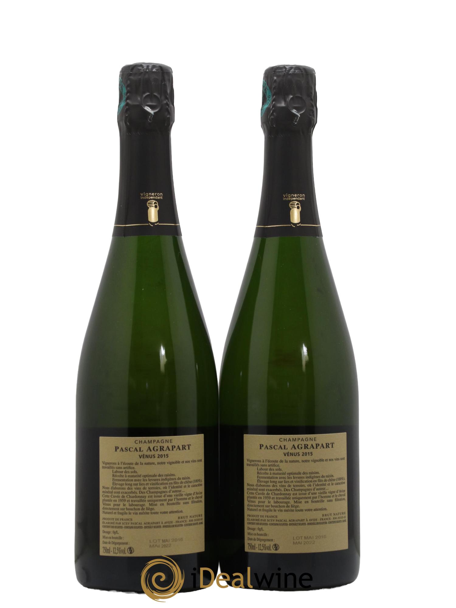 Vénus Blanc de Blancs Brut Nature Pascal Agrapart 2015 - Posten von 2 Flaschen - 1