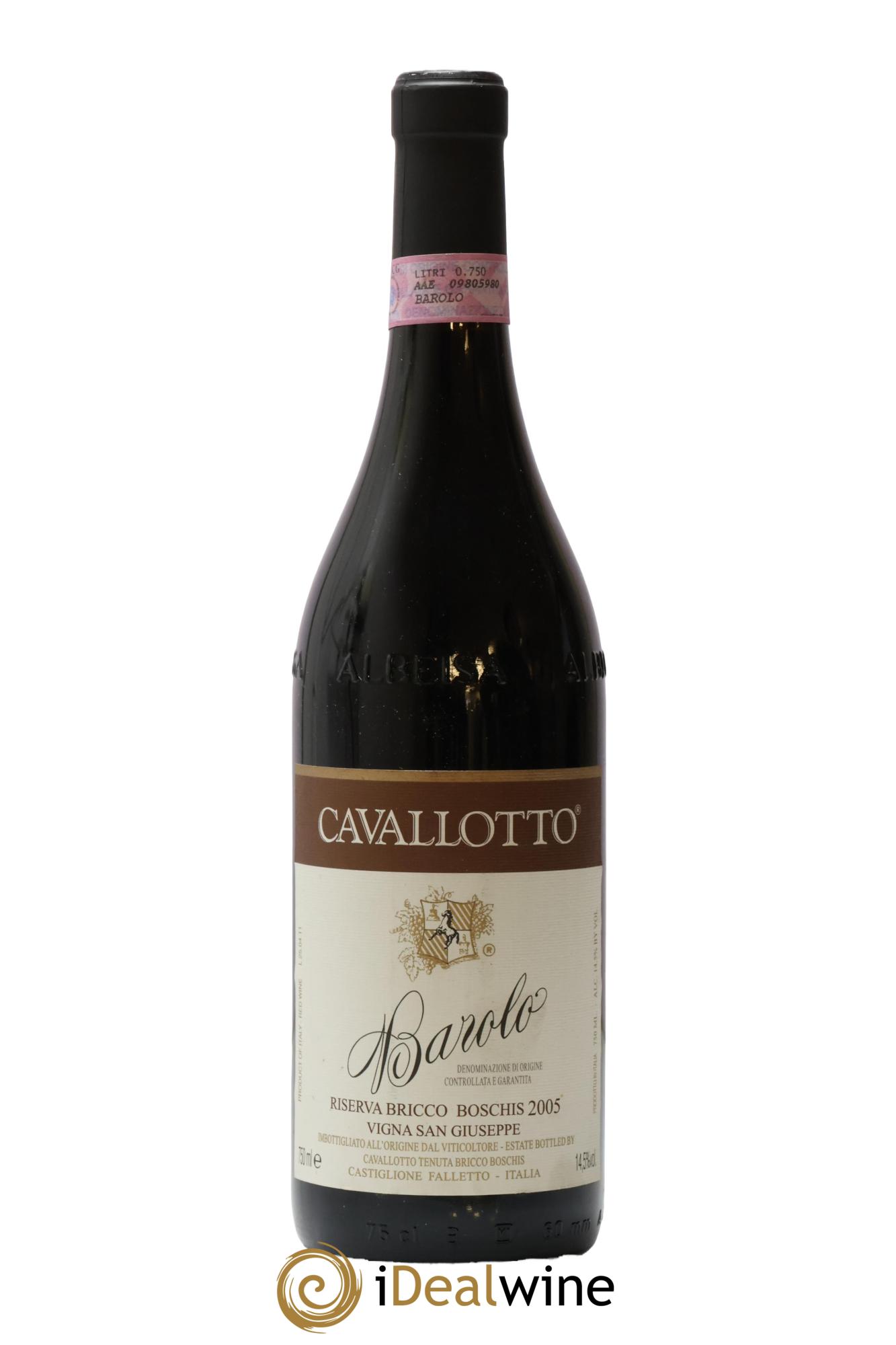 Barolo DOCG Riserva Bricco Boschis Vigna San Giuseppe Cavallotto Riserva 2005 - Lot de 1 bouteille - 0
