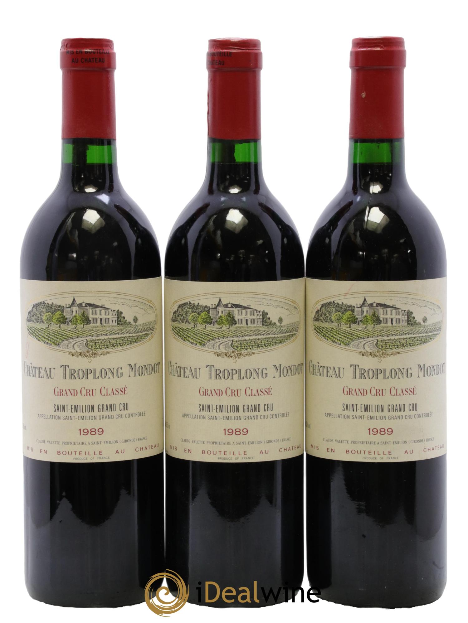 Château Troplong Mondot 1er Grand Cru Classé B 1989 - Lot de 3 bouteilles - 0