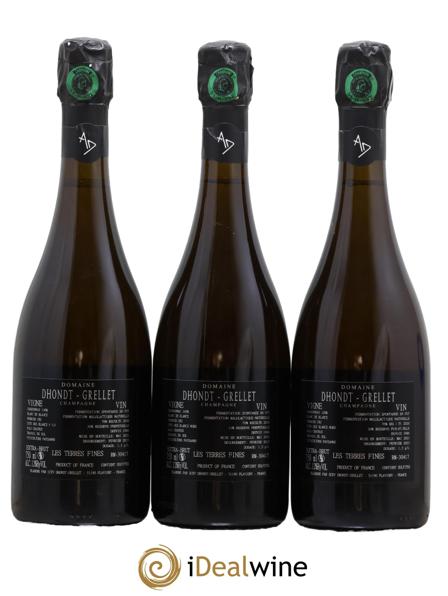 Les Terres Fines Blanc de Blancs Extra-Brut Dhondt Grellet  - Lotto di 3 bottiglie - 1
