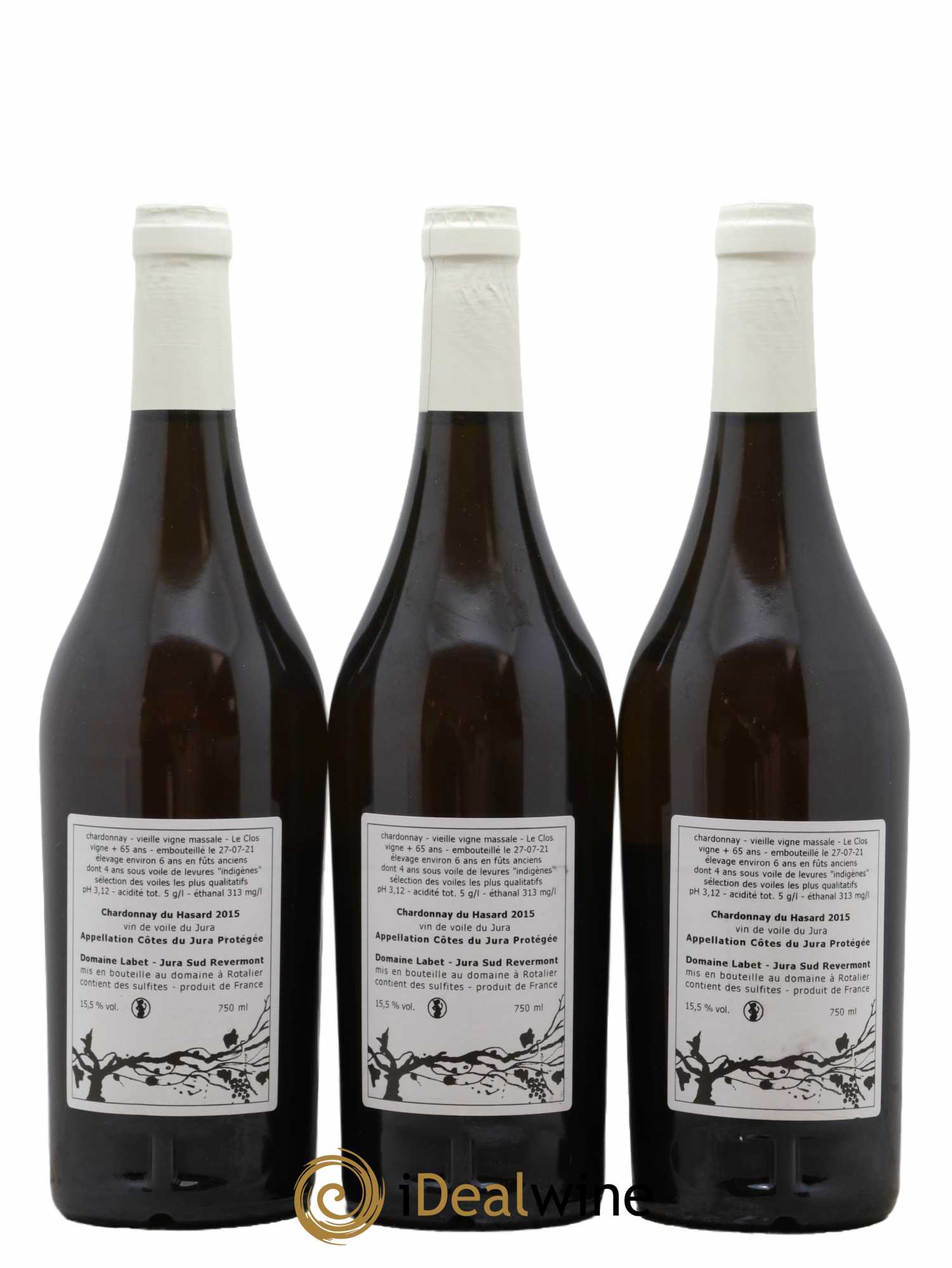 Côtes du Jura Vin de voile Chardonnay du Hasard Romain - Julien - Charline Labet 2015 - Lot de 3 bouteilles - 1