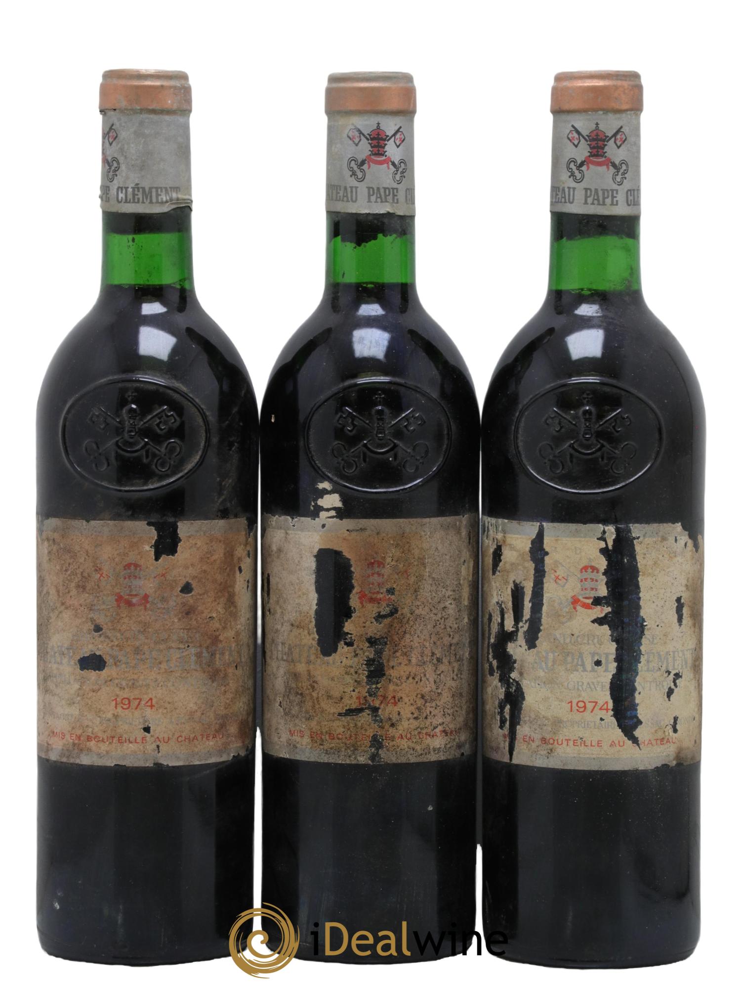 Château Pape Clément Cru Classé de Graves 1974 - Lot de 3 bouteilles - 0