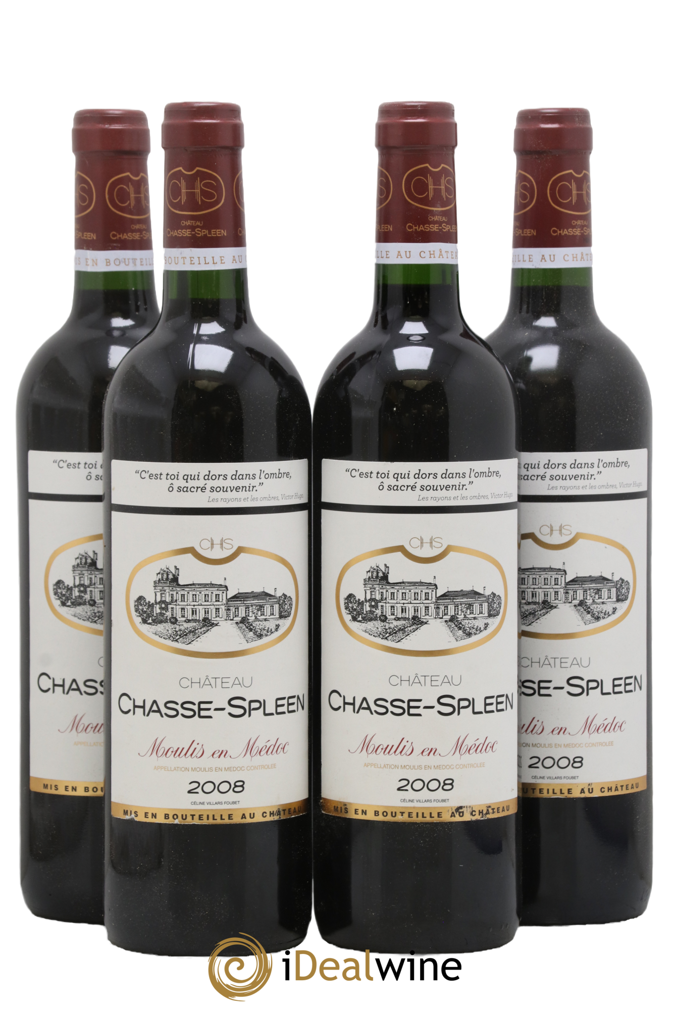 Château Chasse Spleen 2008 - Lot de 4 bouteilles - 0