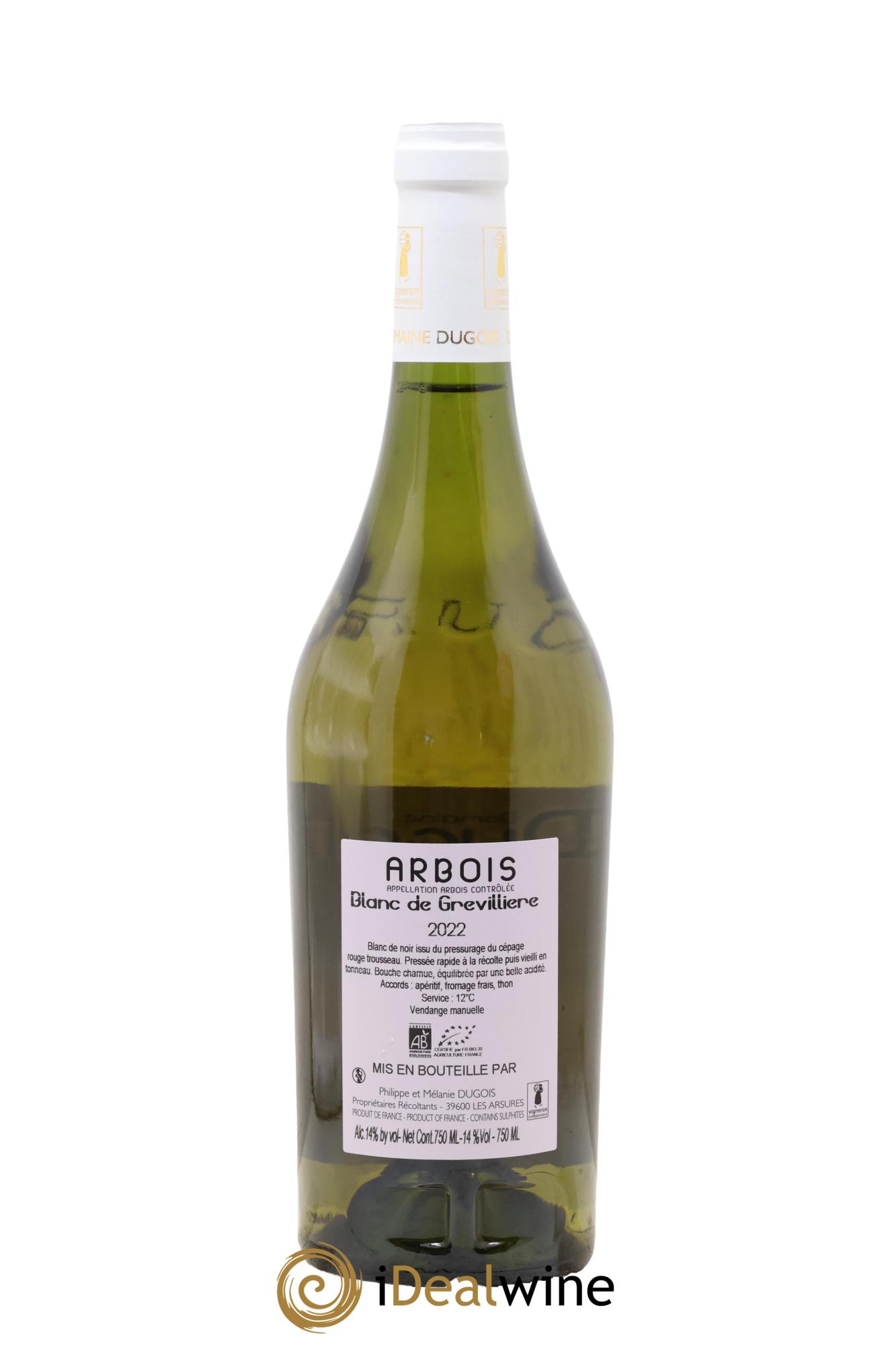 Arbois Blanc de Grevillière Domaine Dugois 2022 - Lot de 1 bouteille - 1