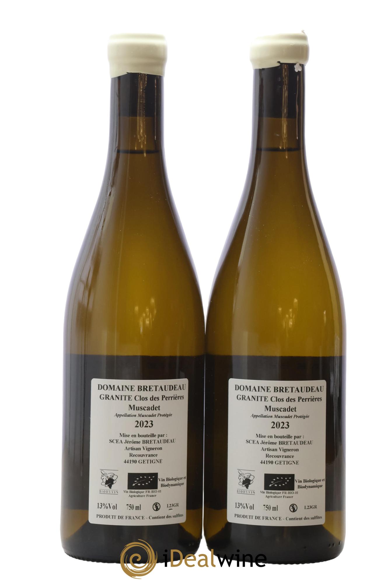 Muscadet-Sèvre-et-Maine Granite Clos des Perrières Jérôme Bretaudeau - Domaine de Bellevue 2023 - Lot de 2 bouteilles - 1