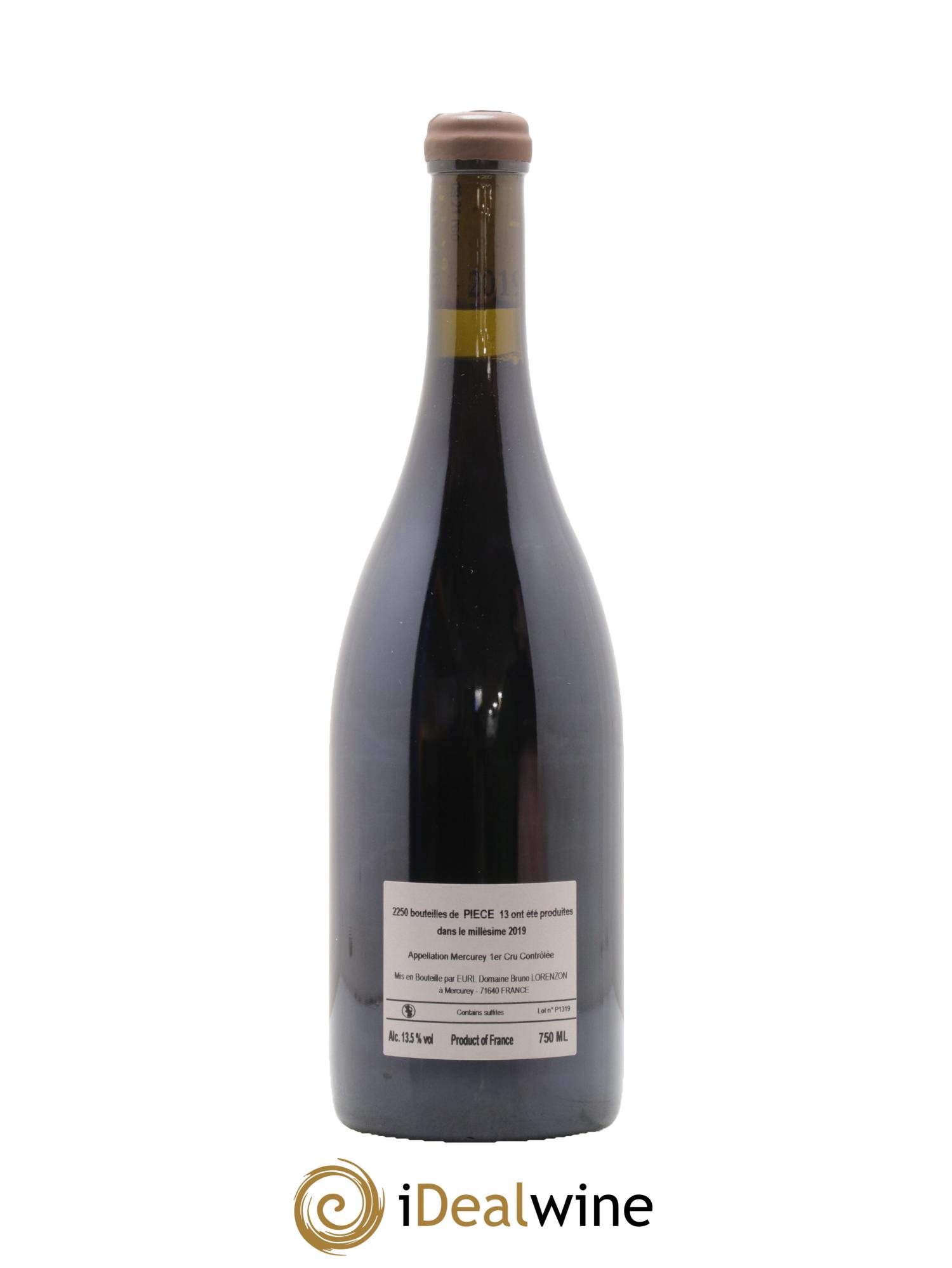 Mercurey 1er Cru Pièce 13 Bruno Lorenzon 2019 - Lot de 1 bouteille - 1
