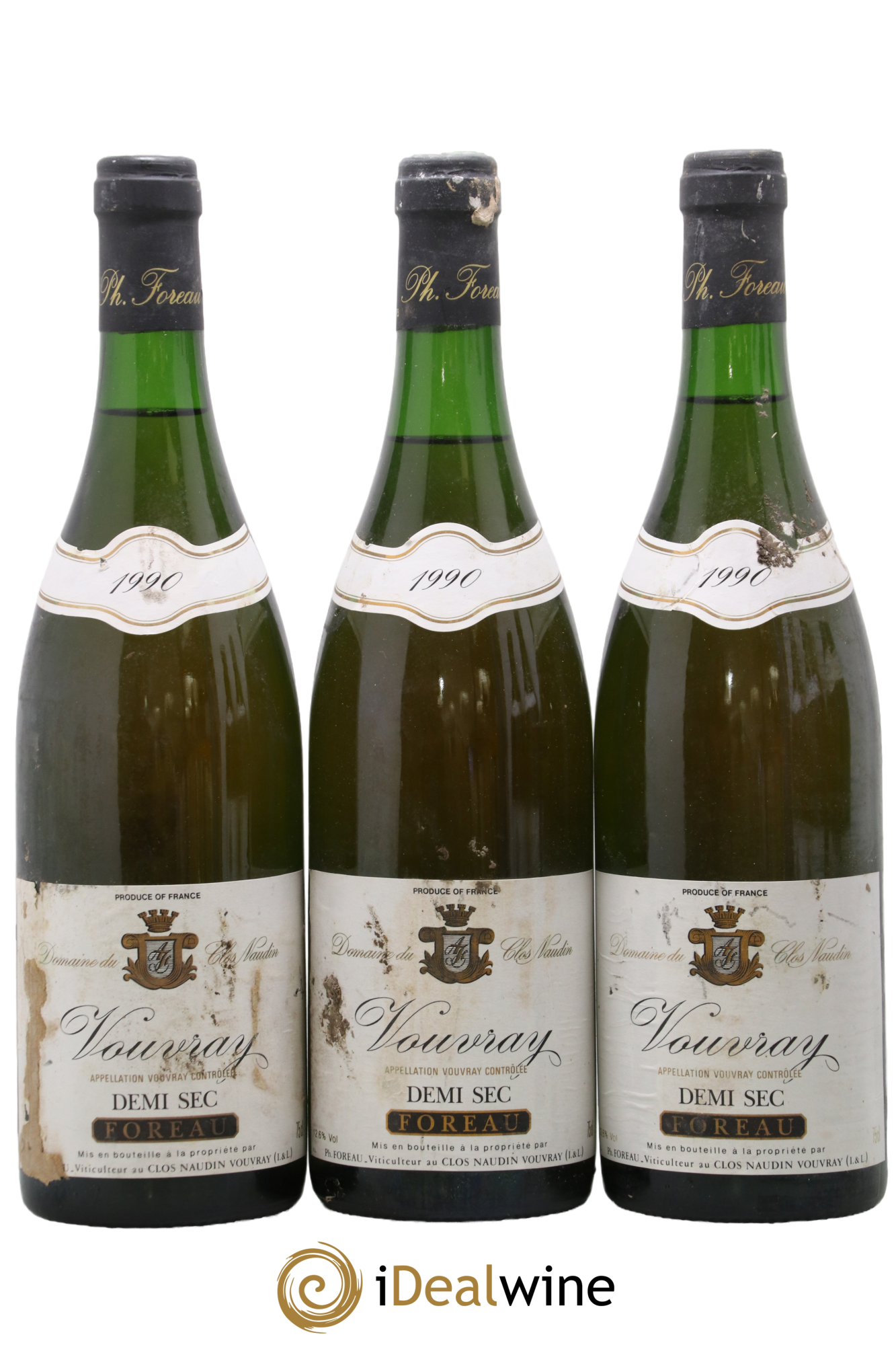 Vouvray Demi-Sec Clos Naudin - Philippe Foreau 1990 - Lot of 3 bottles - 0