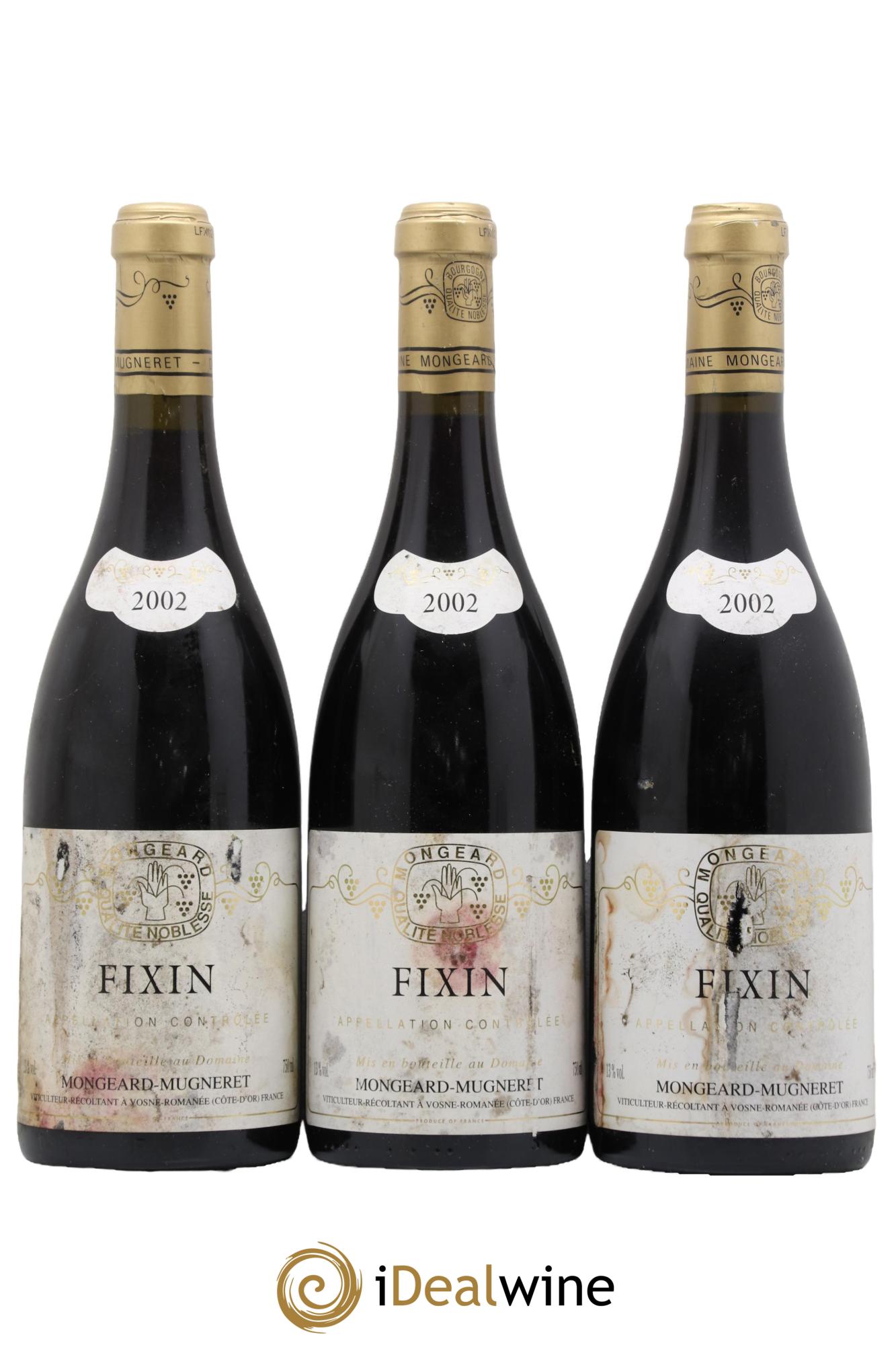 Fixin Domaine Mongeard Mugneret 2002 - Lot de 3 bouteilles - 0
