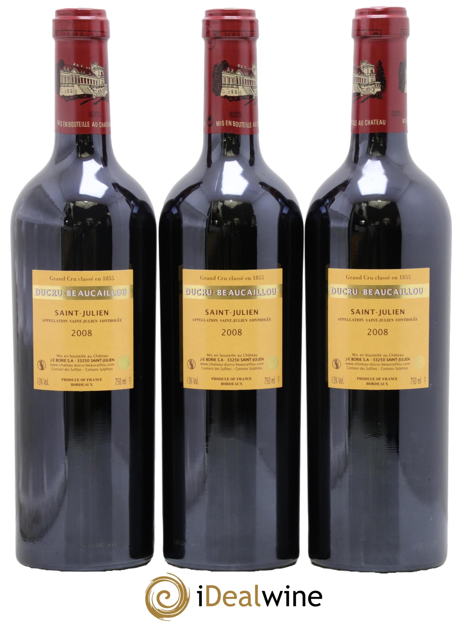 Château Ducru Beaucaillou 2ème Grand Cru Classé 2008 - Lot de 3 bouteilles - 1