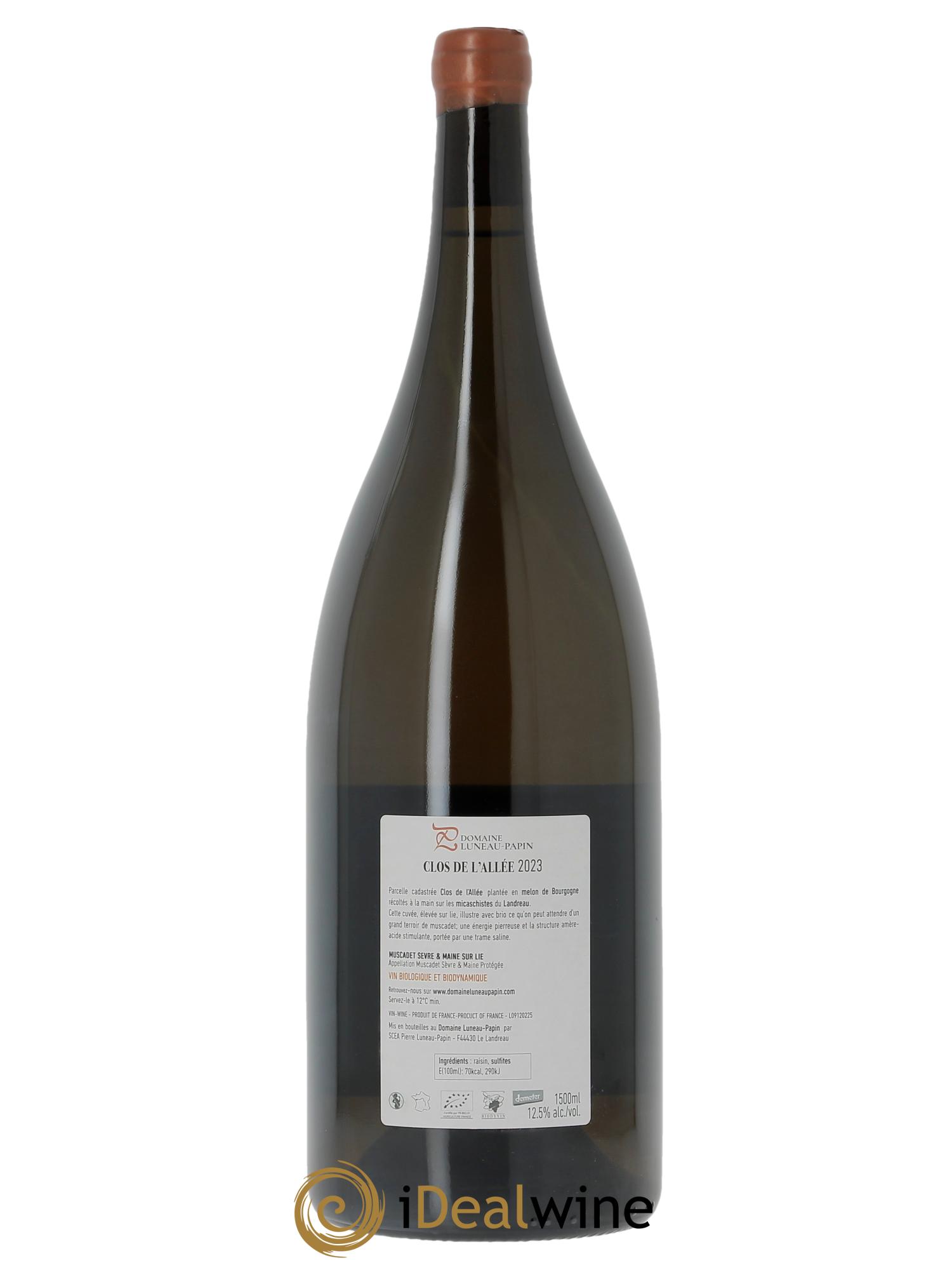 Muscadet-Sèvre-et-Maine sur lie Clos des Allées Luneau-Papin 2023 - Lote de 1 Magnum - 1