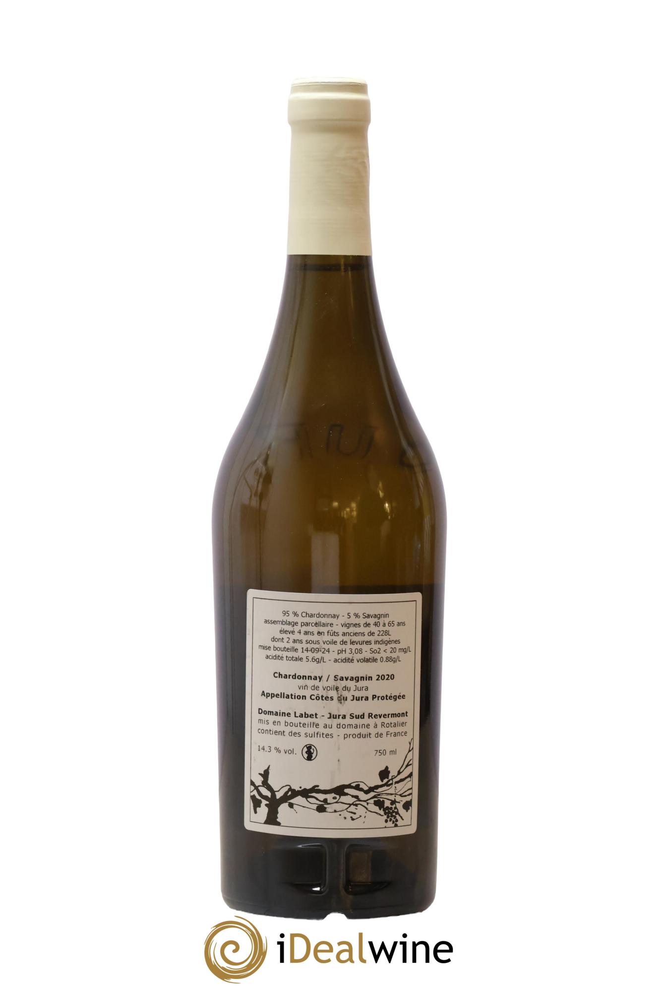 Côtes du Jura Vin de Voile Chardonnay-Savagnin cuvée de garde Romain - Julien - Charline Labet 2020 - Lot de 1 bouteille - 1