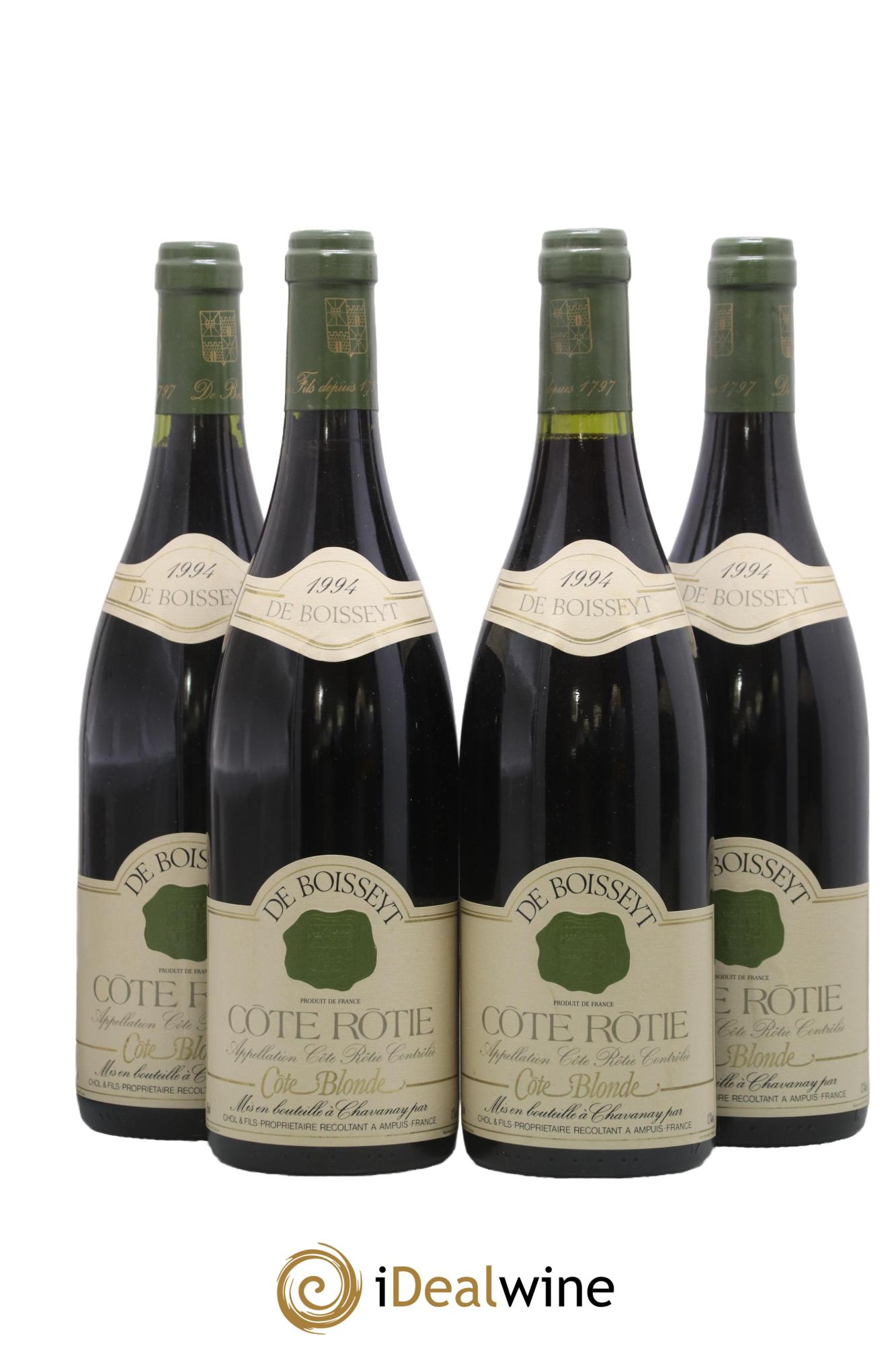 Côte-Rôtie Côte-Blonde Vignoble De Boisseyt 1994 - Lot de 4 bouteilles - 0