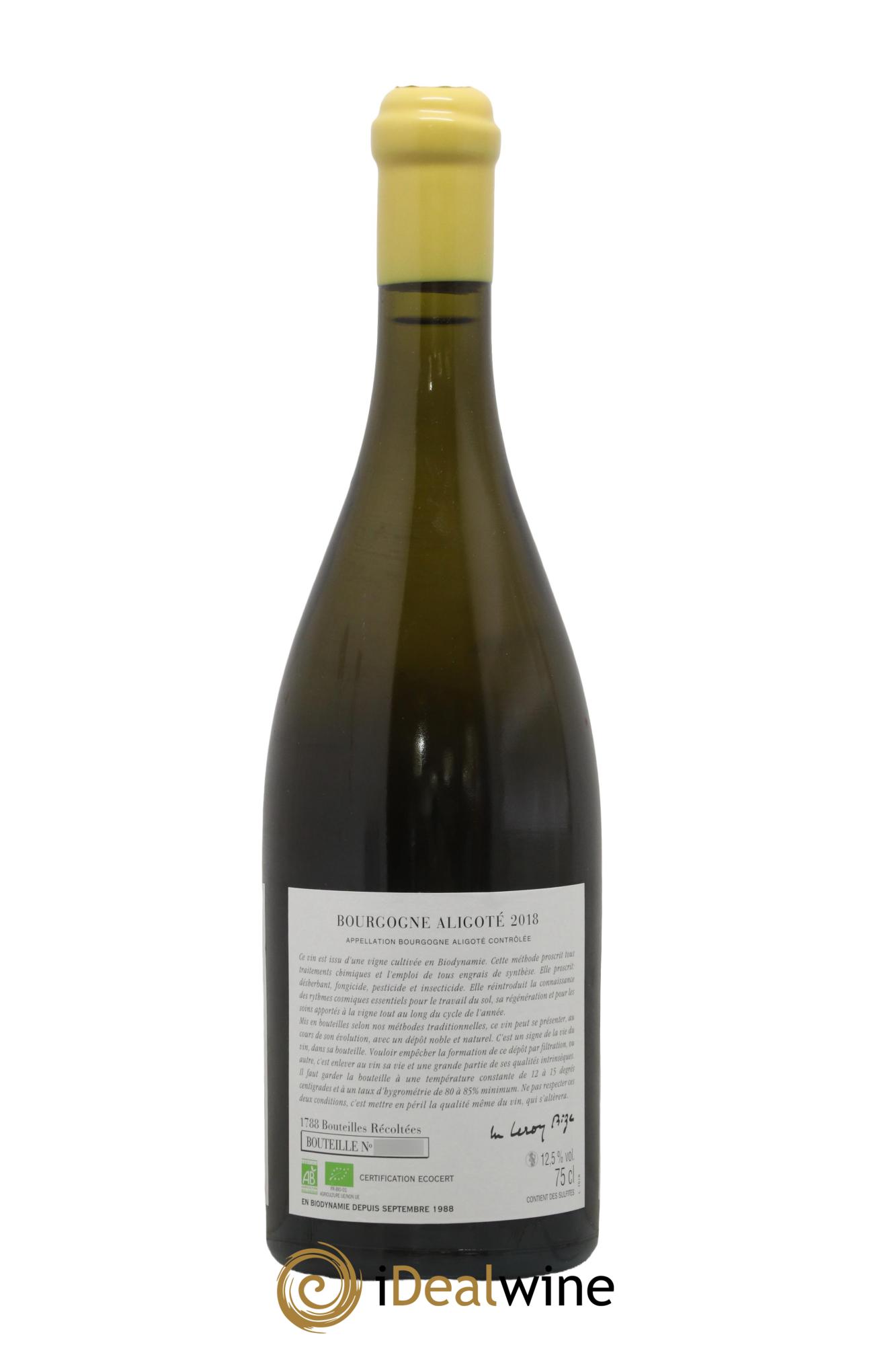 Bourgogne Aligoté Sous Chatelet d'Auvenay (Domaine) 2018 - Lot de 1 bouteille - 1