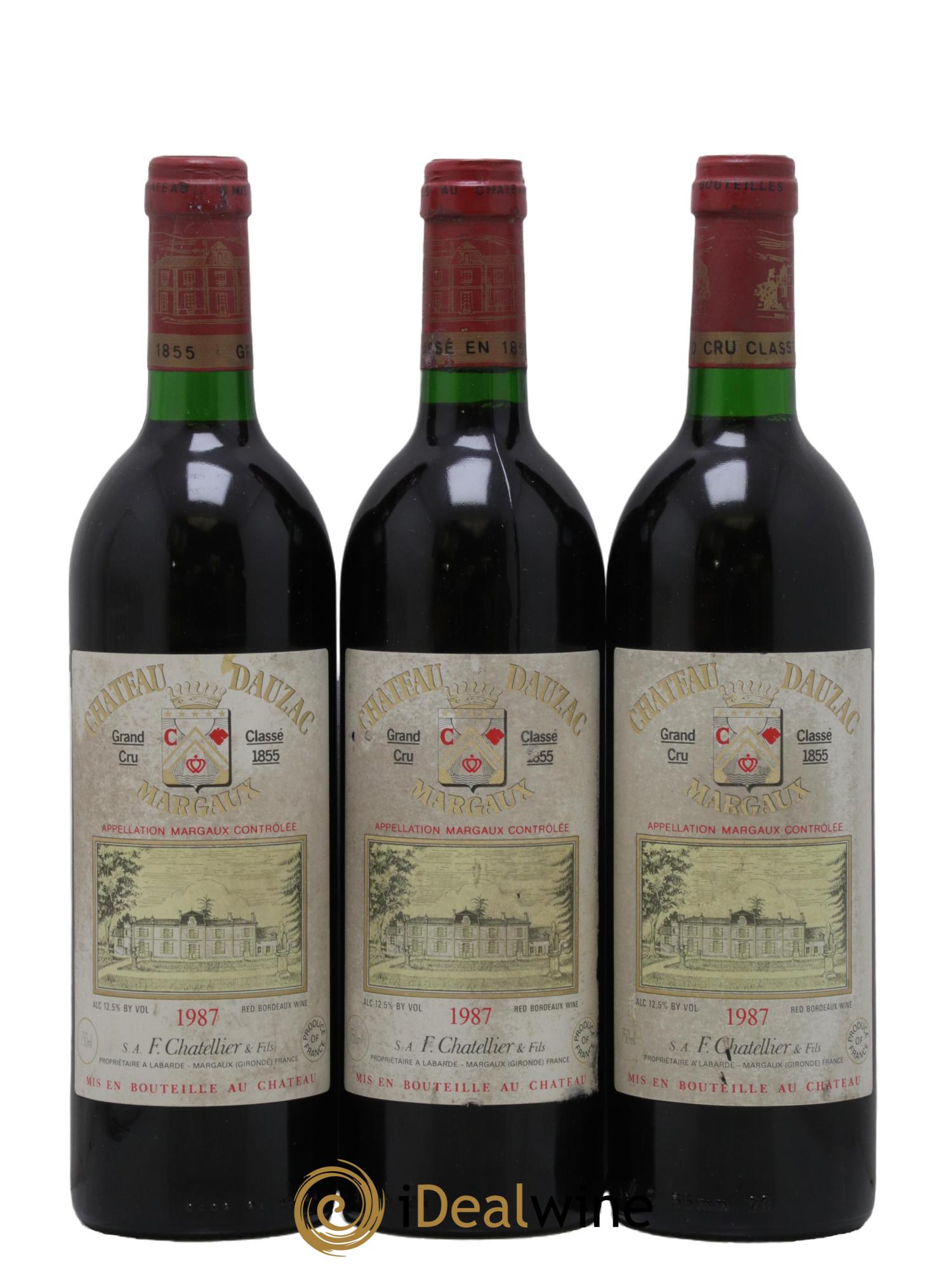 Château Dauzac 5ème Grand Cru Classé 1987 - Lotto di 3 bottiglie - 0