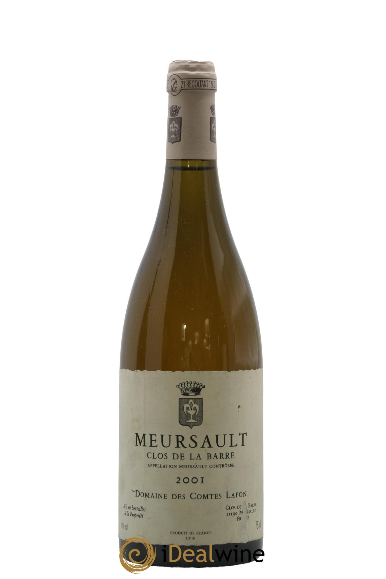 Meursault Clos de la Barre Comtes Lafon (Domaine des) 2001 - Lot de 1 bouteille - 0