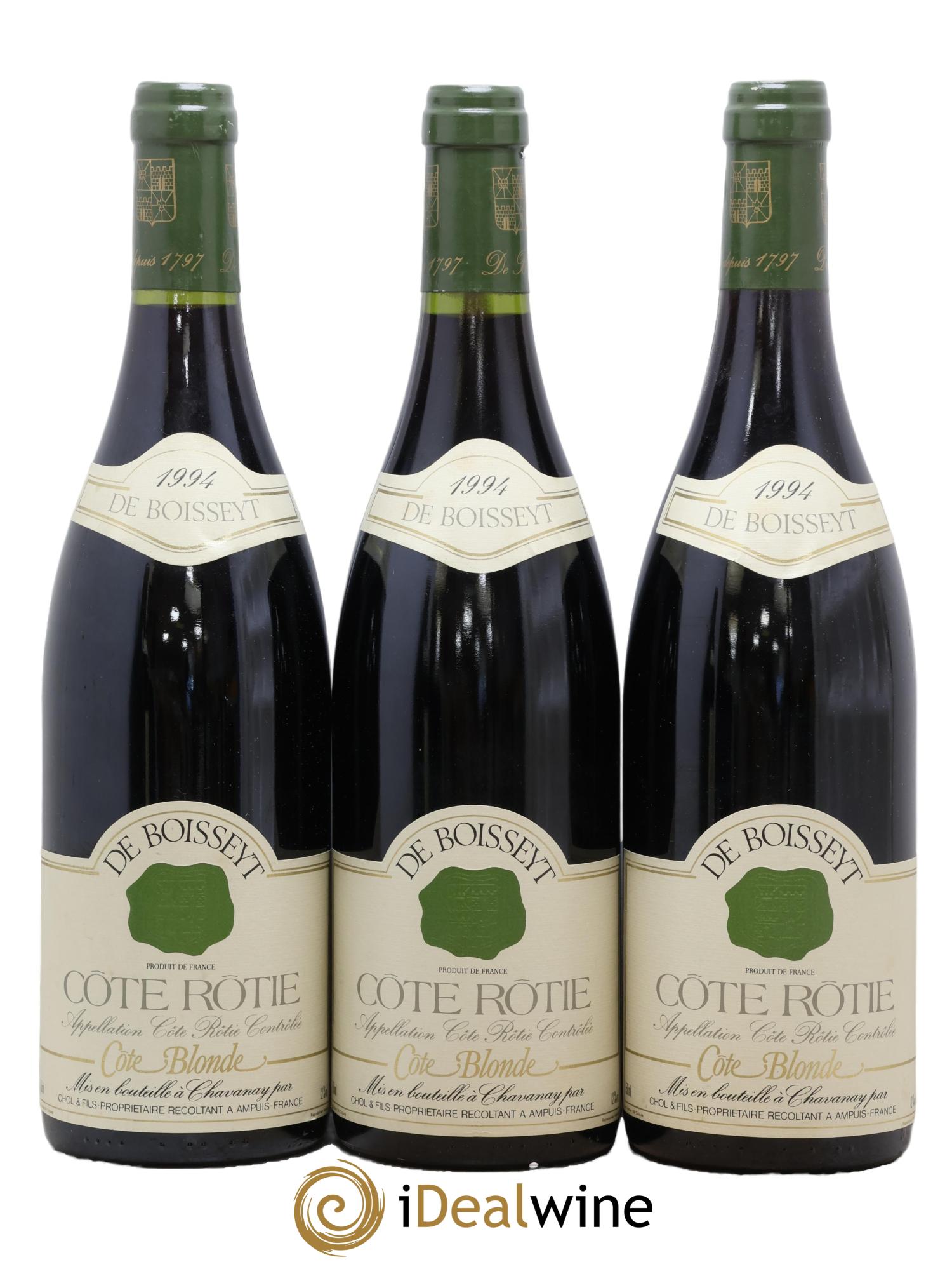 Côte-Rôtie Côte-Blonde Vignoble De Boisseyt 1994 - Lot de 3 bouteilles - 0