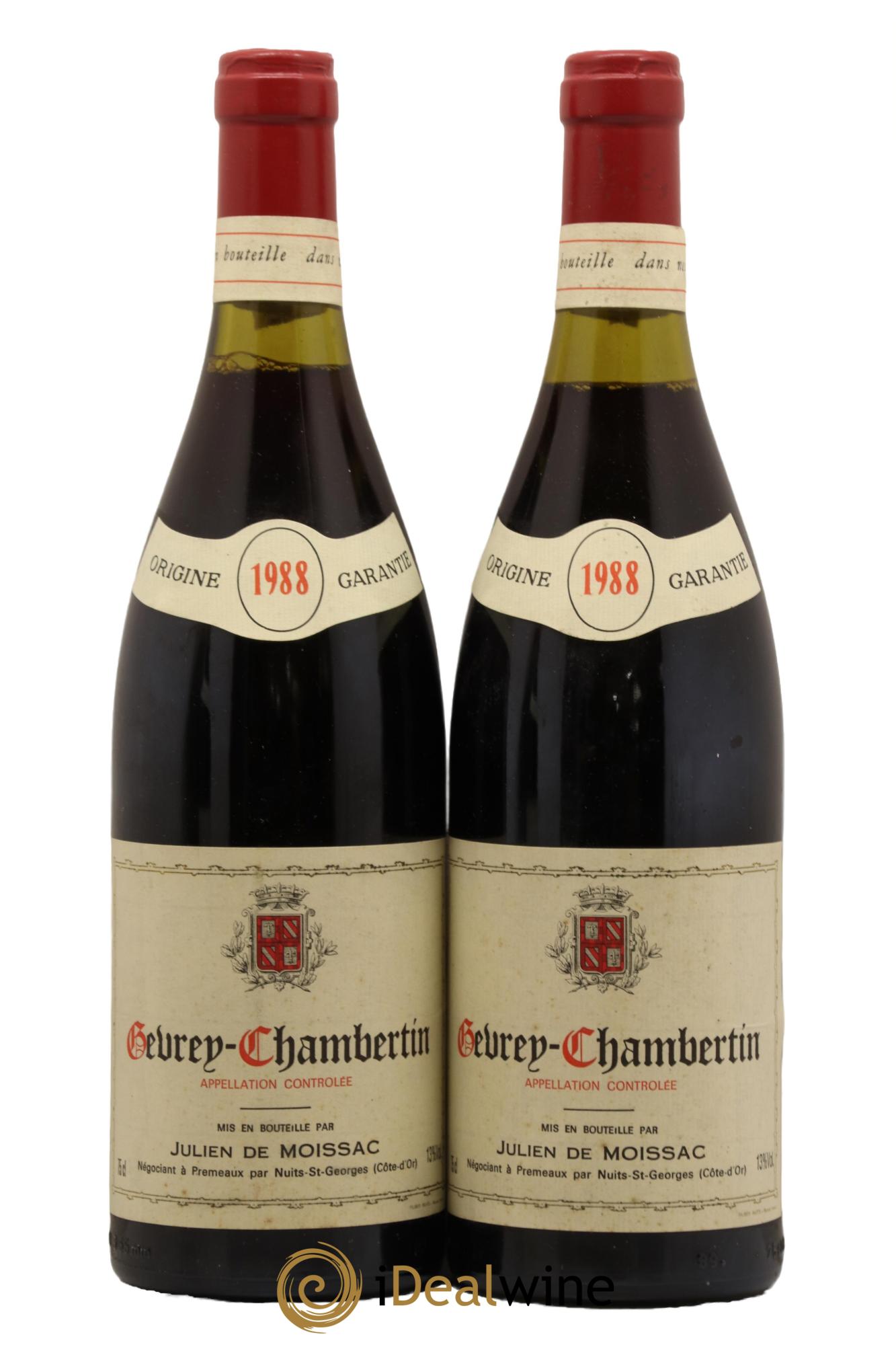 Gevrey-Chambertin Julien De Moissac 1988 - Lot de 2 bouteilles - 0