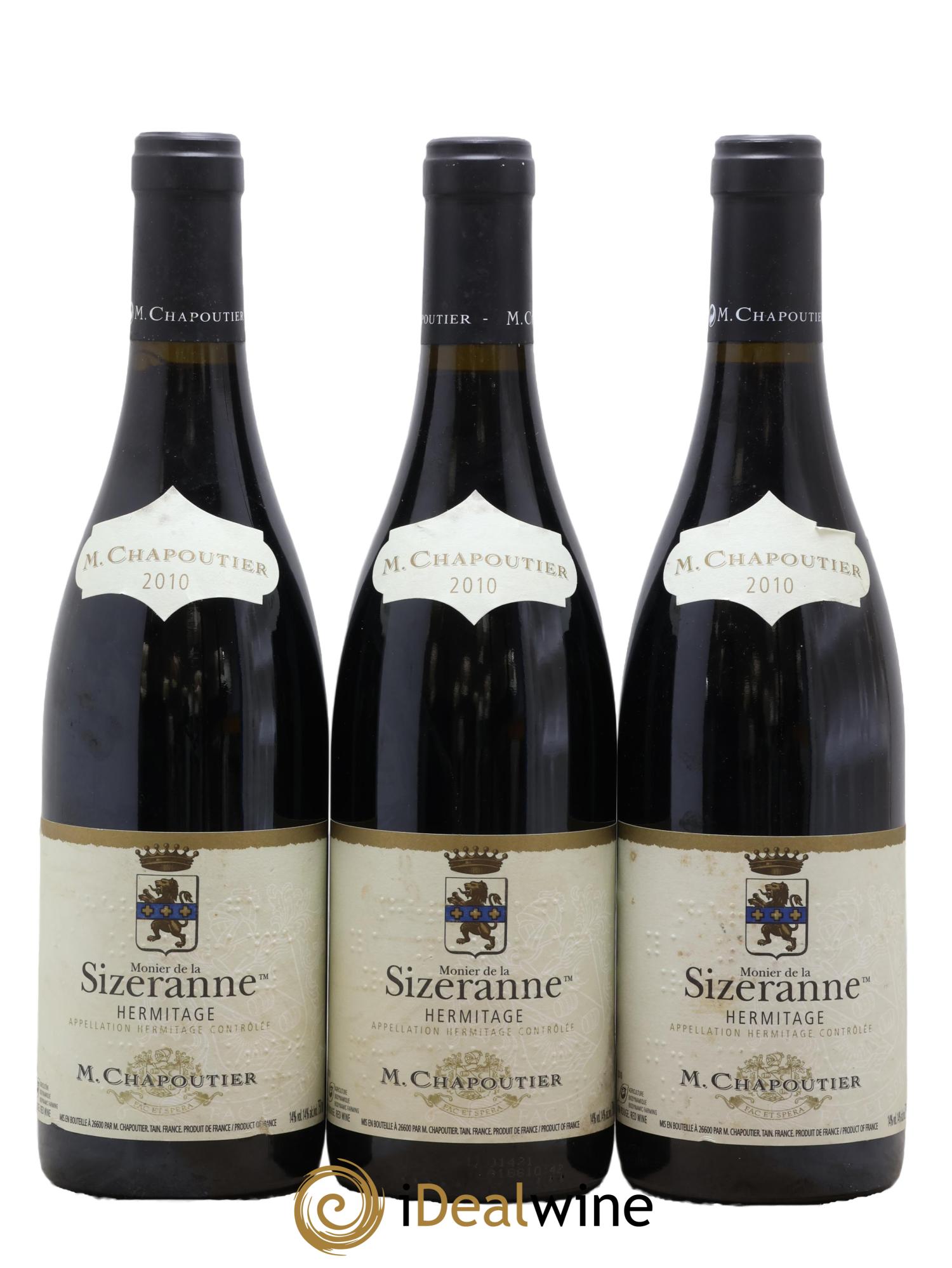 Hermitage Monier de La Sizeranne Chapoutier 2010 - Posten von 3 Flaschen - 0
