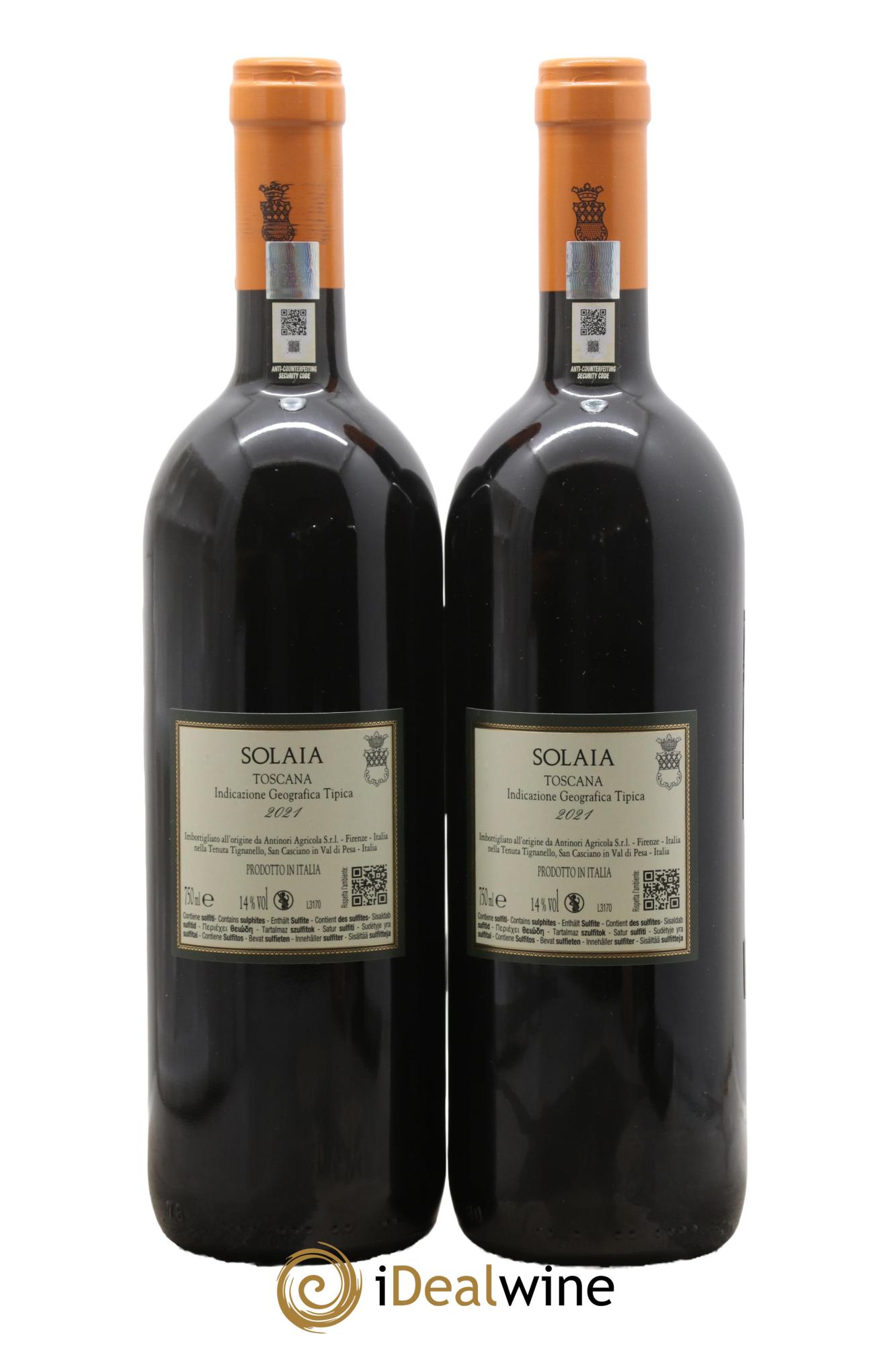 Toscana IGT Solaia Tenuta Tignanello - Marchesi Antinori 2021 - Lot de 2 bouteilles - 1
