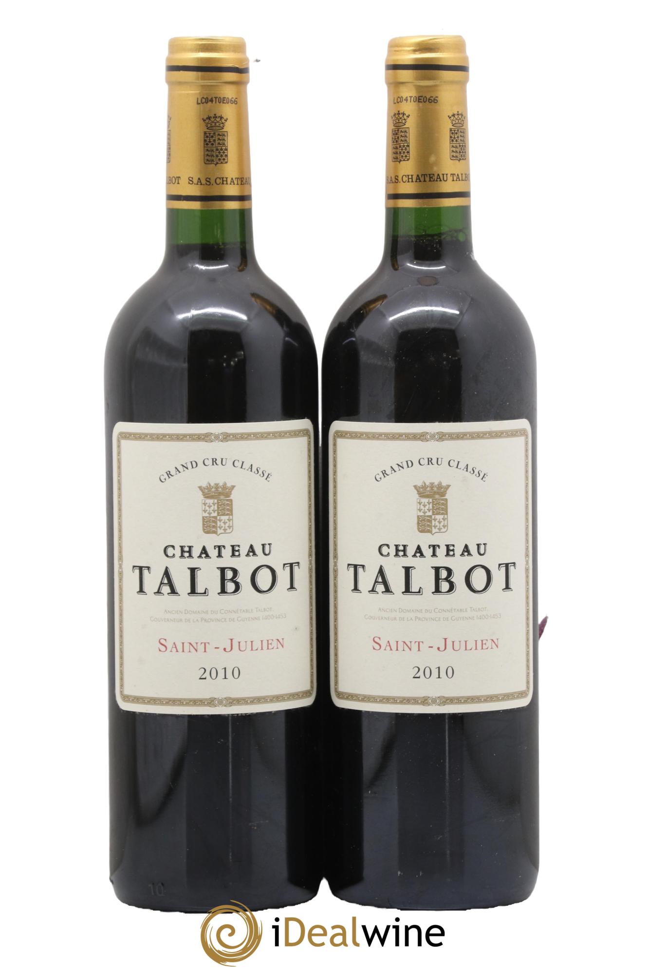 Château Talbot 4ème Grand Cru Classé 2010 - Lot de 2 bouteilles - 0