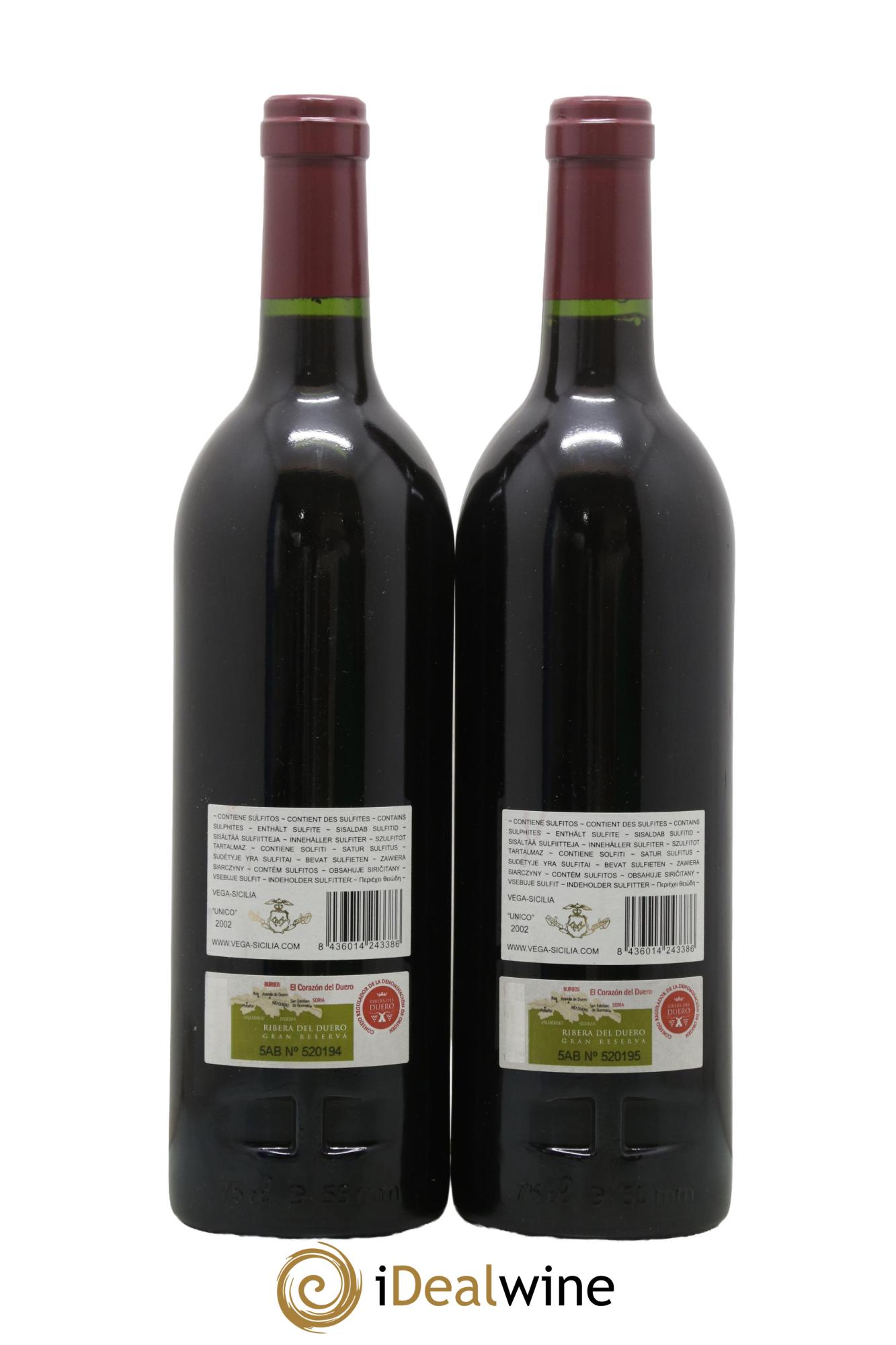 Ribera Del Duero DO Vega Sicilia Unico Famille Alvarez 2002 - Lotto di 2 bottiglie - 1