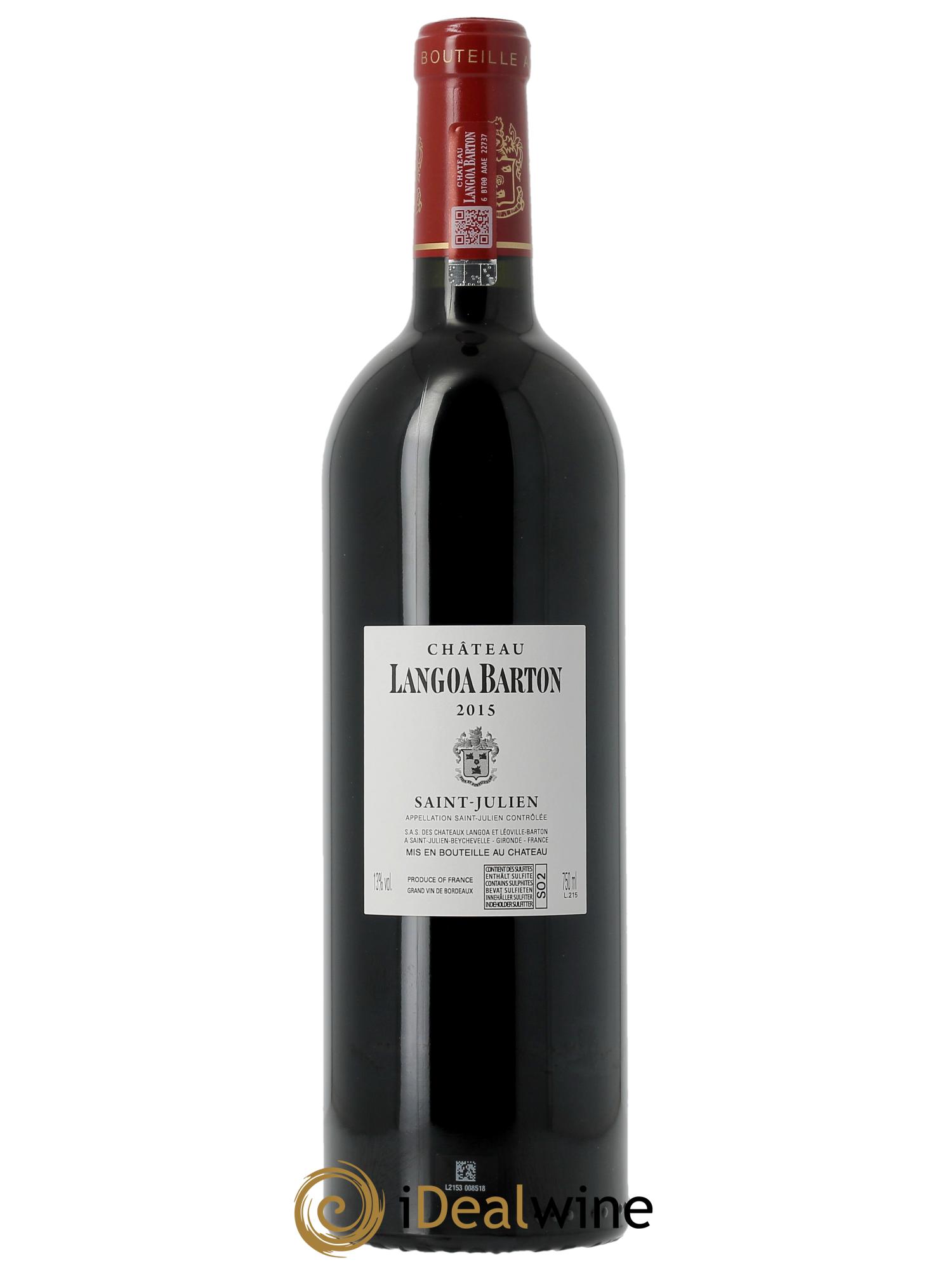 Château Langoa Barton 3ème Grand Cru Classé OWC if 12 bts 2015 - Lot of 1 bottle - 1