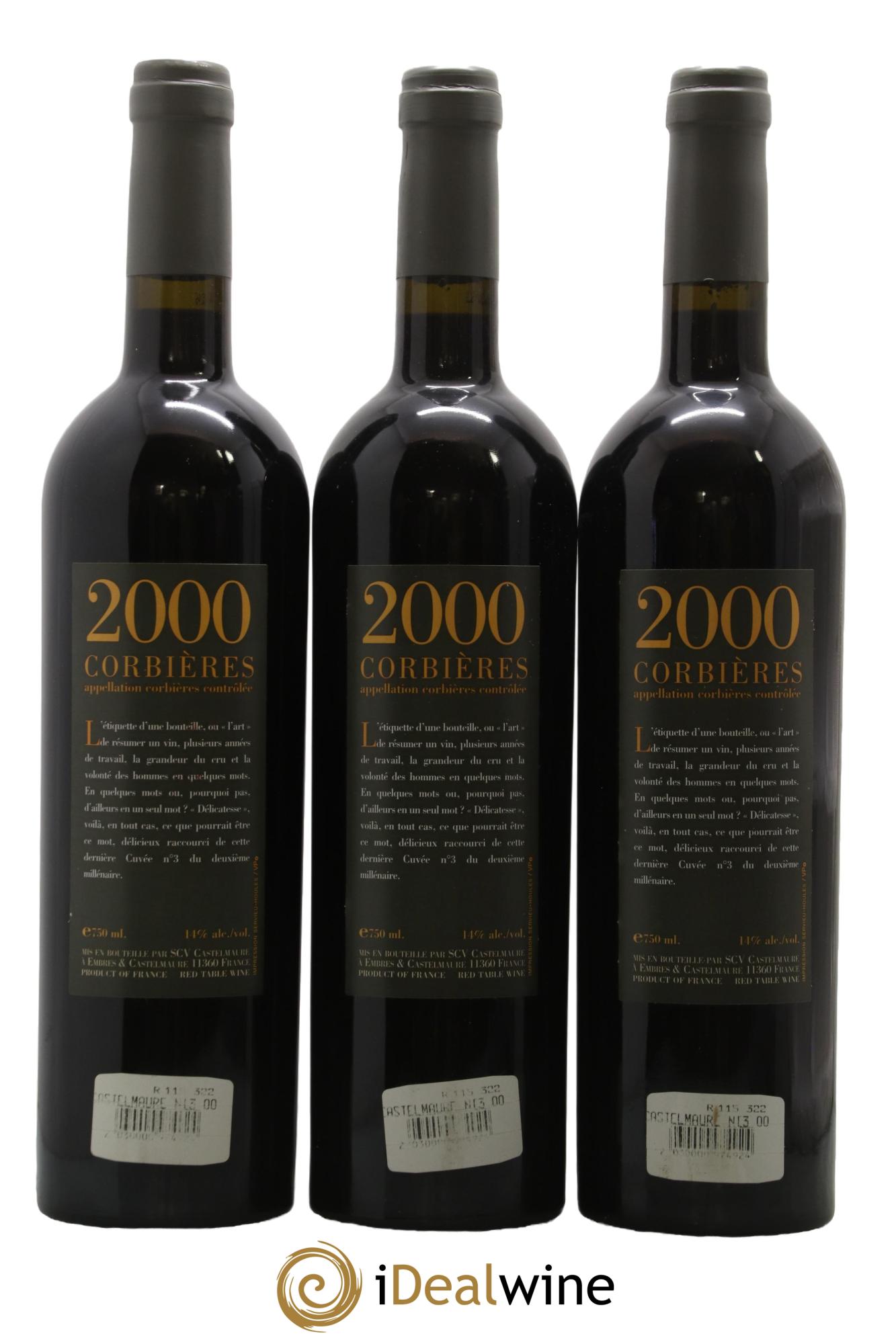 Corbières Cuvée N°3 Castelmaure 2000 - Lot of 3 bottles - 1