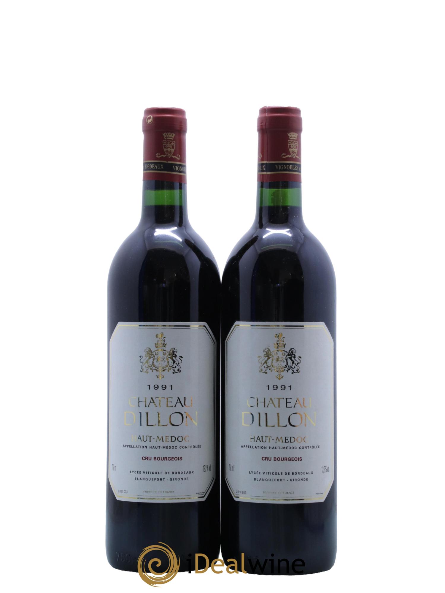 Château Dillon Cru Bourgeois 1991 - Lot de 2 bouteilles - 0