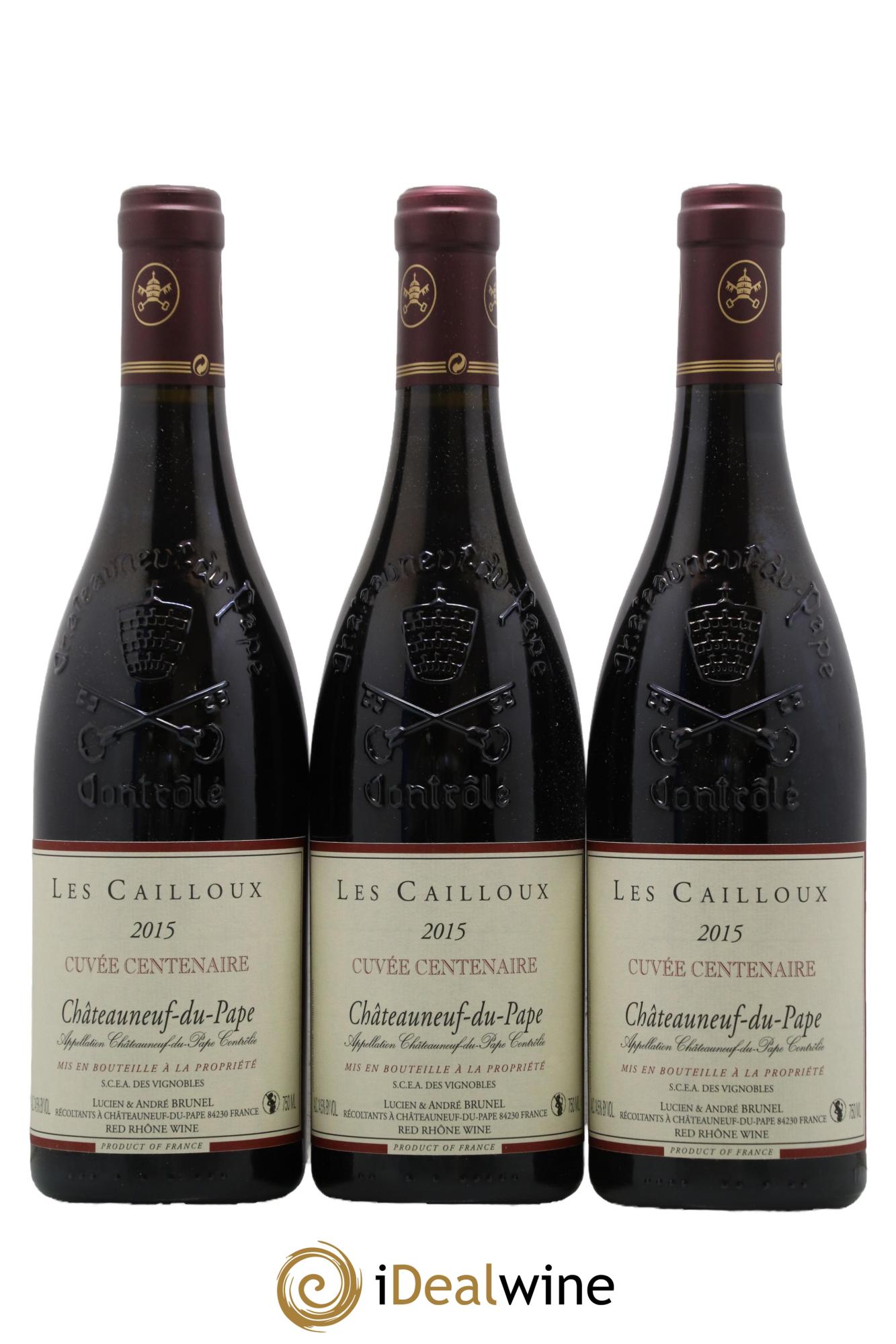 Châteauneuf-du-Pape Les Cailloux Cuvée Centenaire André Brunel 2015 - Lot de 3 bouteilles - 0