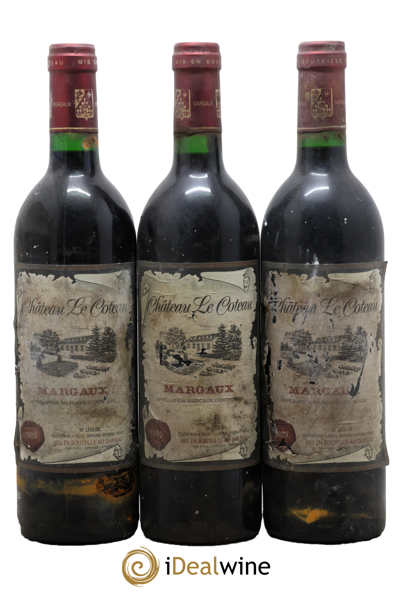 Château Le Coteau Cru Bourgeois 1989 - Lot de 3 bouteilles - 0
