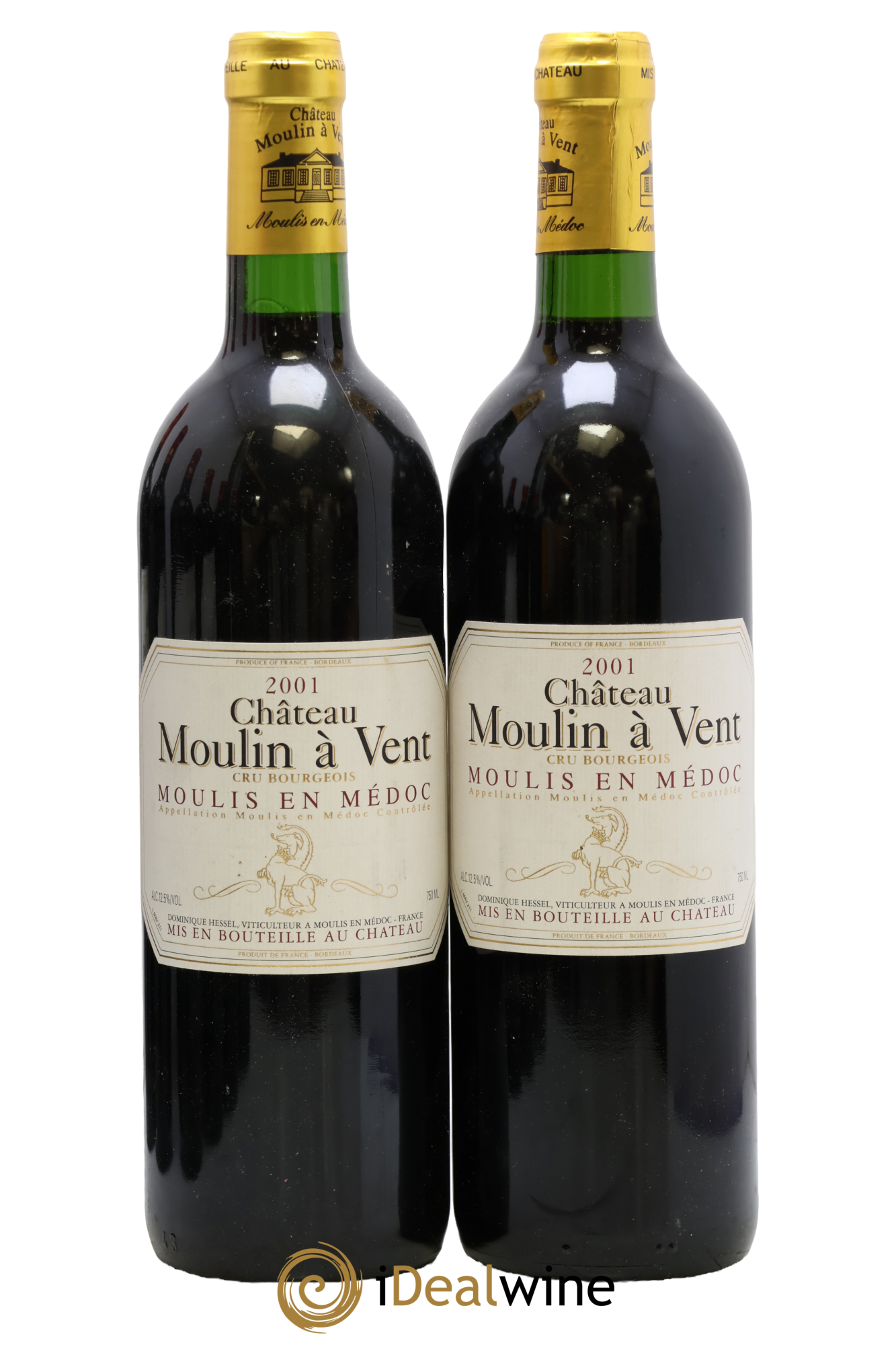 Château Moulin à Vent Cru Bourgeois 2001 - Lot de 2 bouteilles - 0