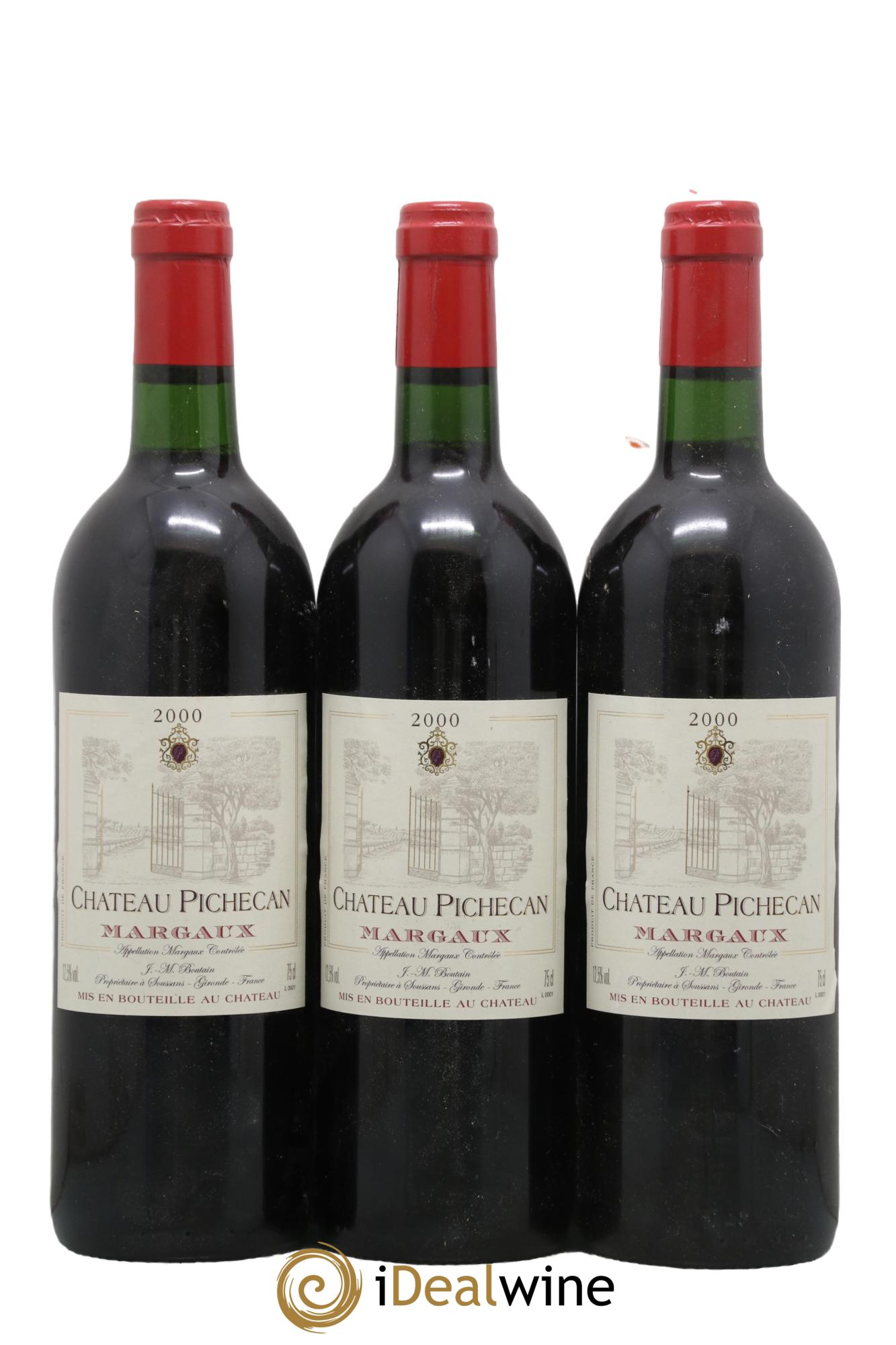 Margaux Château Pichecan 2000 - Lot de 3 bouteilles - 0