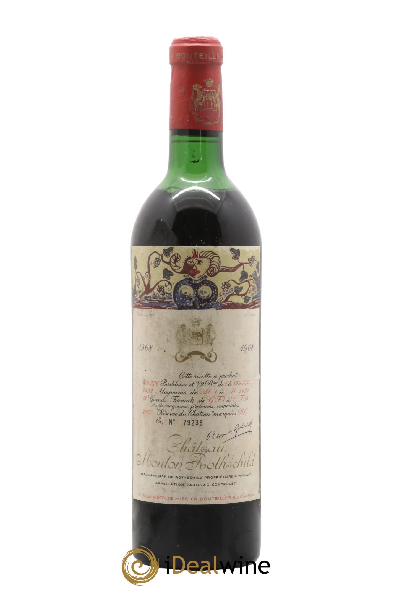 Château Mouton Rothschild 1er Grand Cru Classé 1968 - Lot of 1 bottle - 0