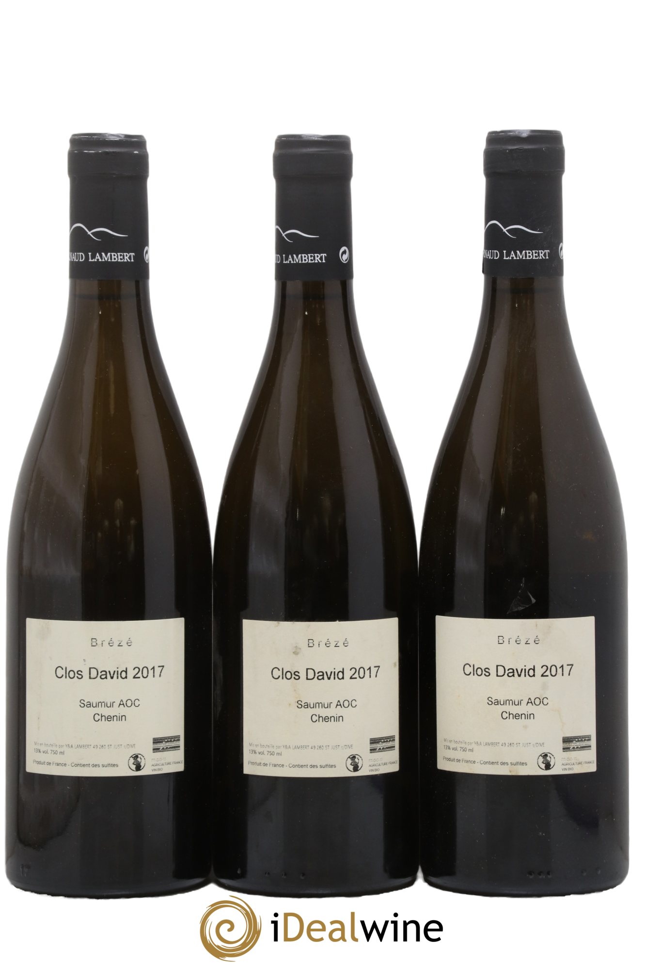 Saumur Brézé Clos David Arnaud Lambert 2017 - Lot of 3 bottles - 1