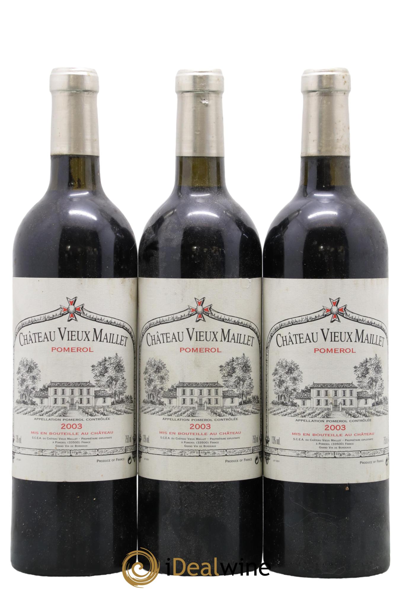 Château Vieux Maillet 2003 - Lot de 3 bouteilles - 0