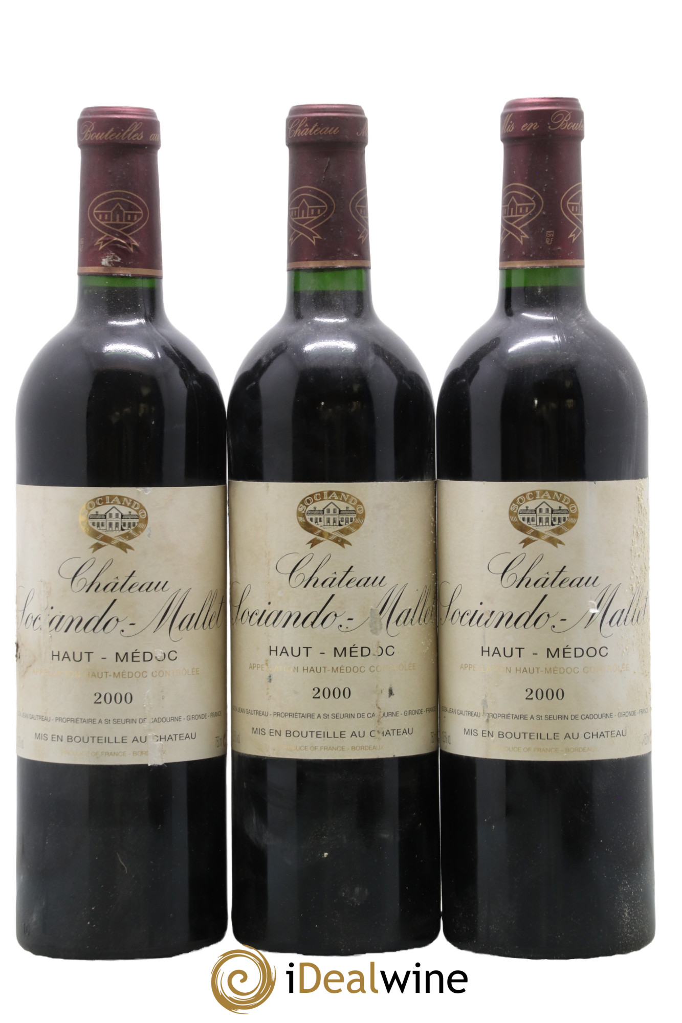 Château Sociando Mallet 2000 - Lot de 3 bouteilles - 0