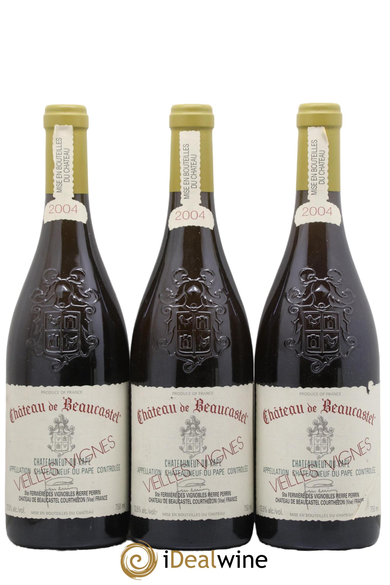 Châteauneuf-du-Pape Château de Beaucastel Vieilles vignes Roussanne Famille Perrin 2004 - Lot de 3 bouteilles - 0