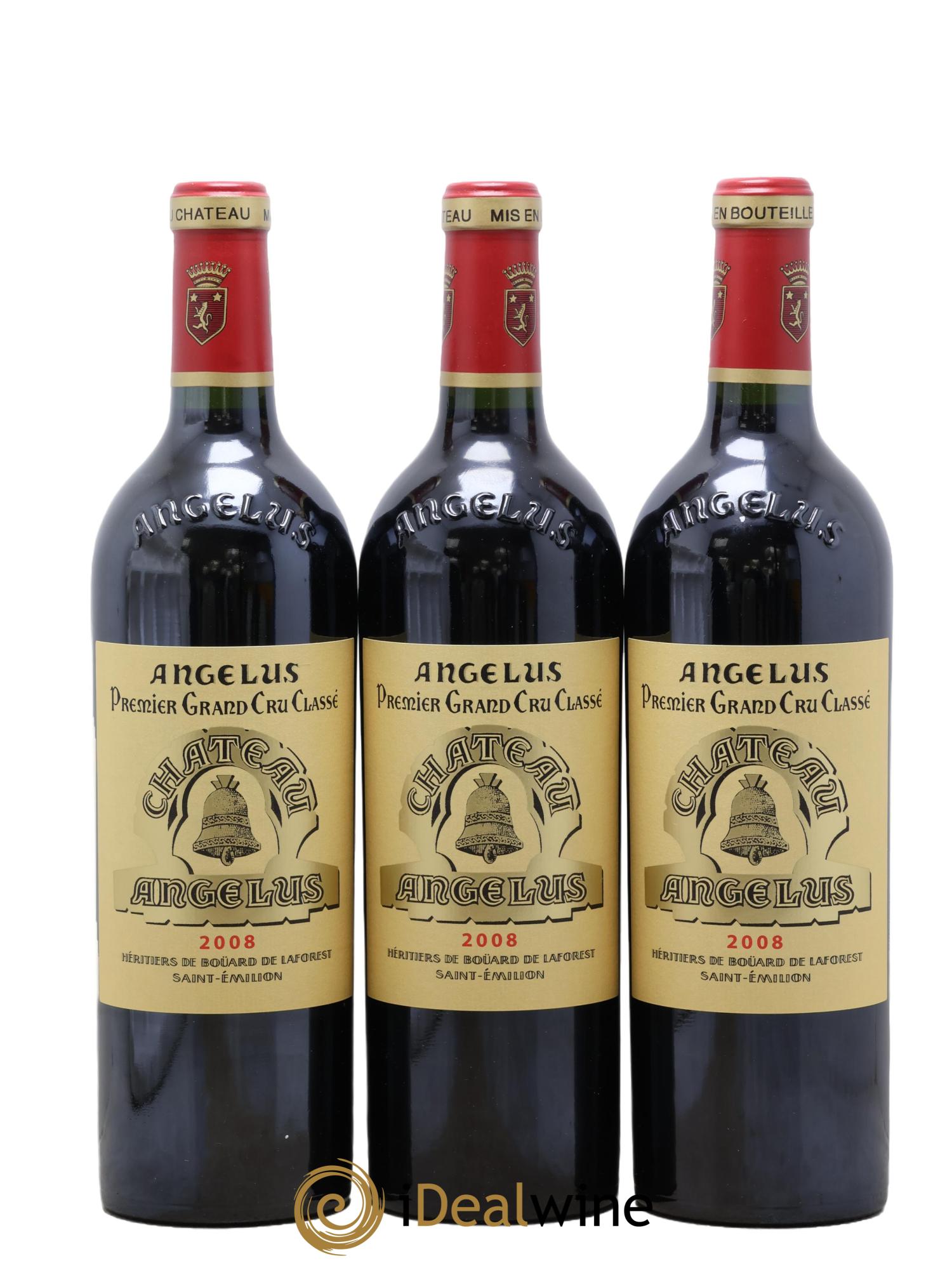 Château Angélus 1er Grand Cru Classé A 2008 - Lot of 3 bottles - 0