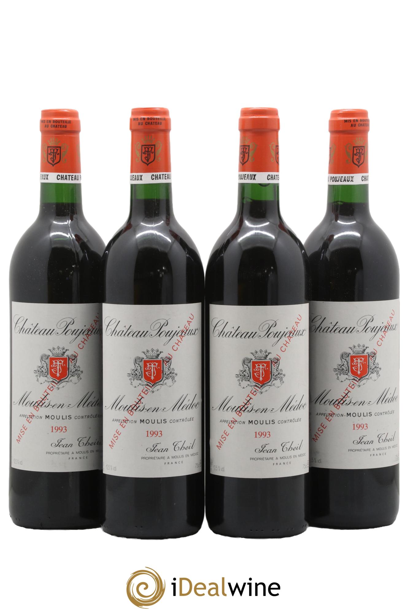 Château Poujeaux 1993 - Lot of 4 bottles - 0