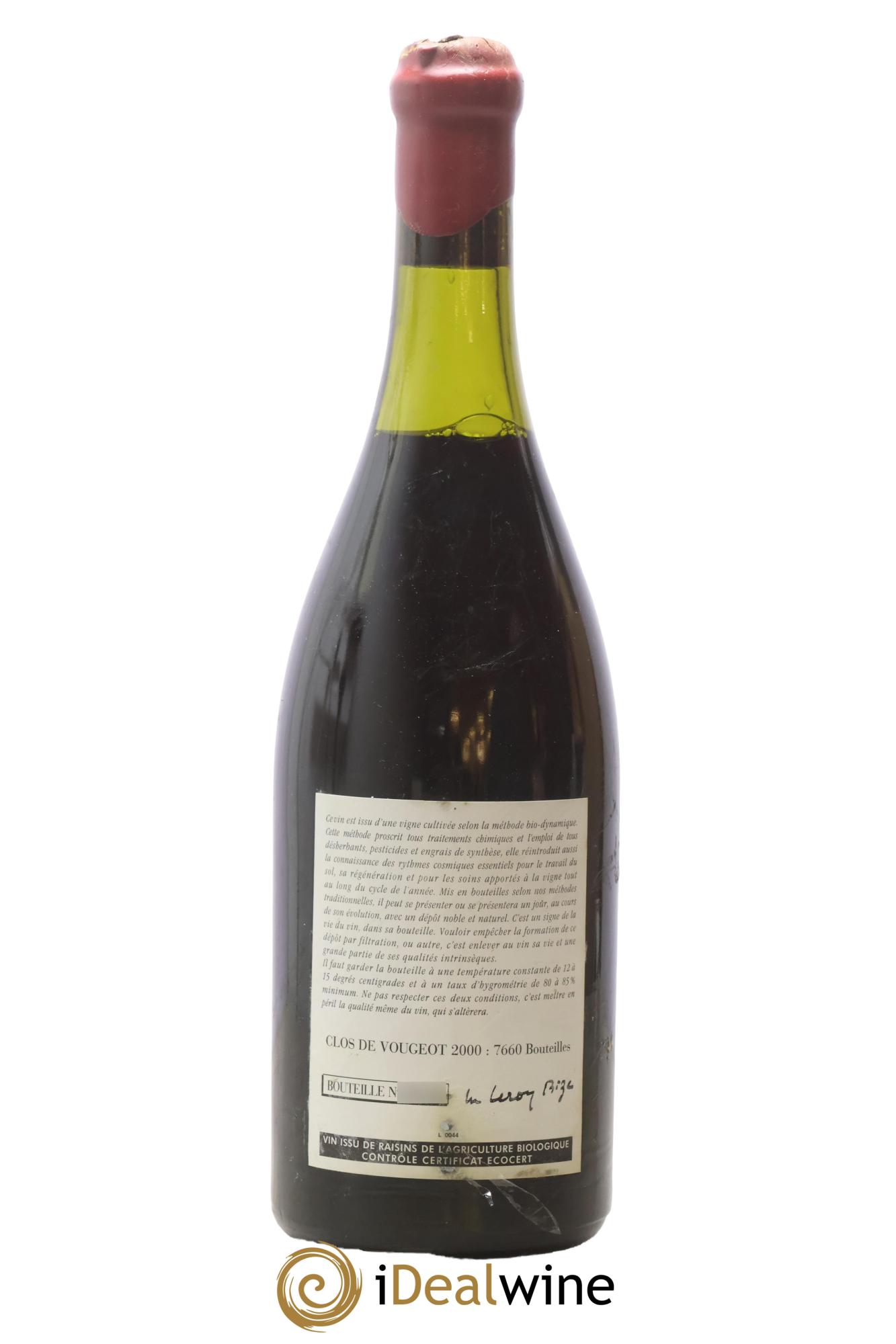 Clos de Vougeot Grand Cru Leroy (Domaine) 2000 - Lot of 1 bottle - 1