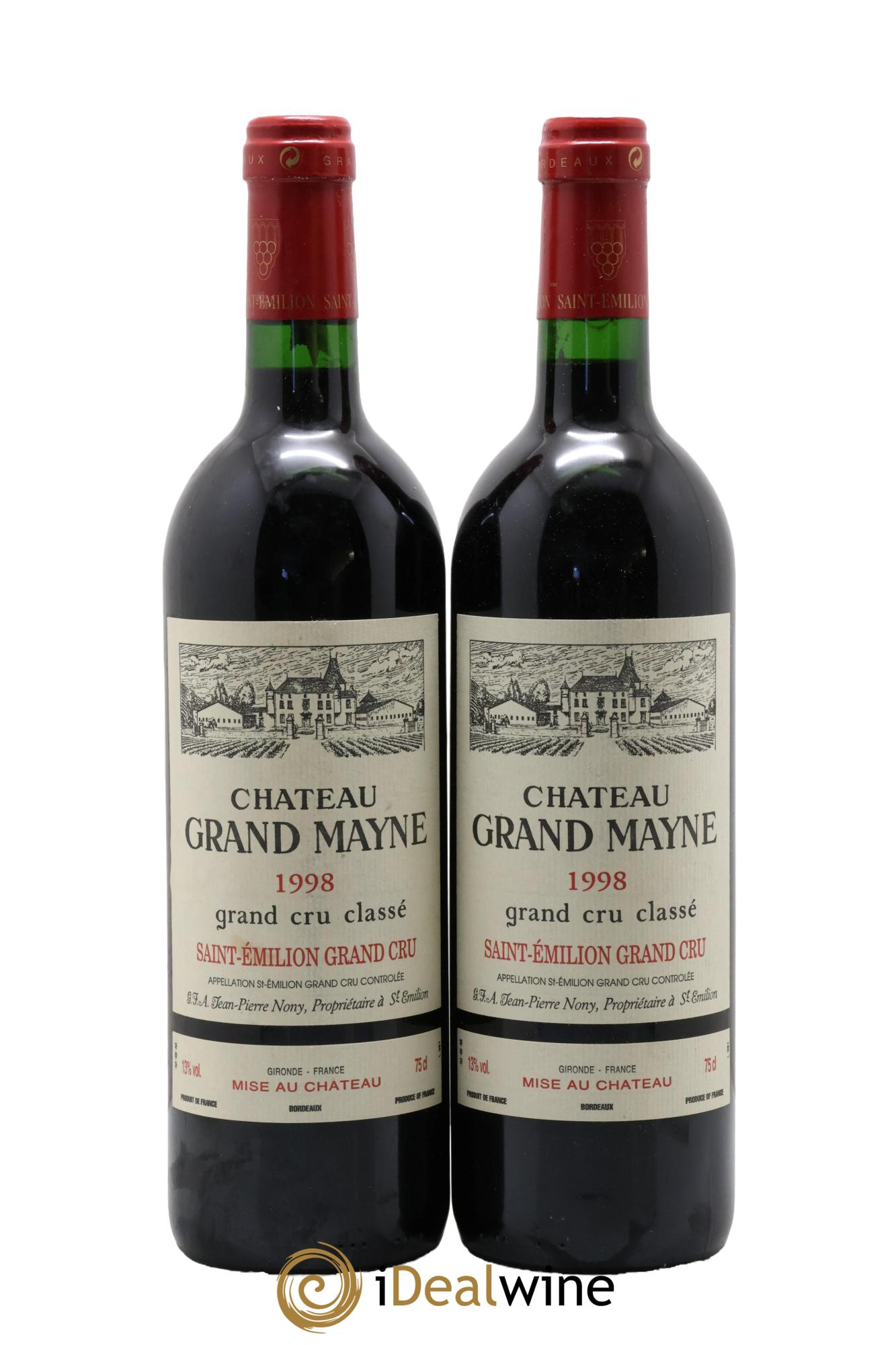 Château Grand Mayne Grand Cru Classé 1998 - Lot de 2 bouteilles - 0
