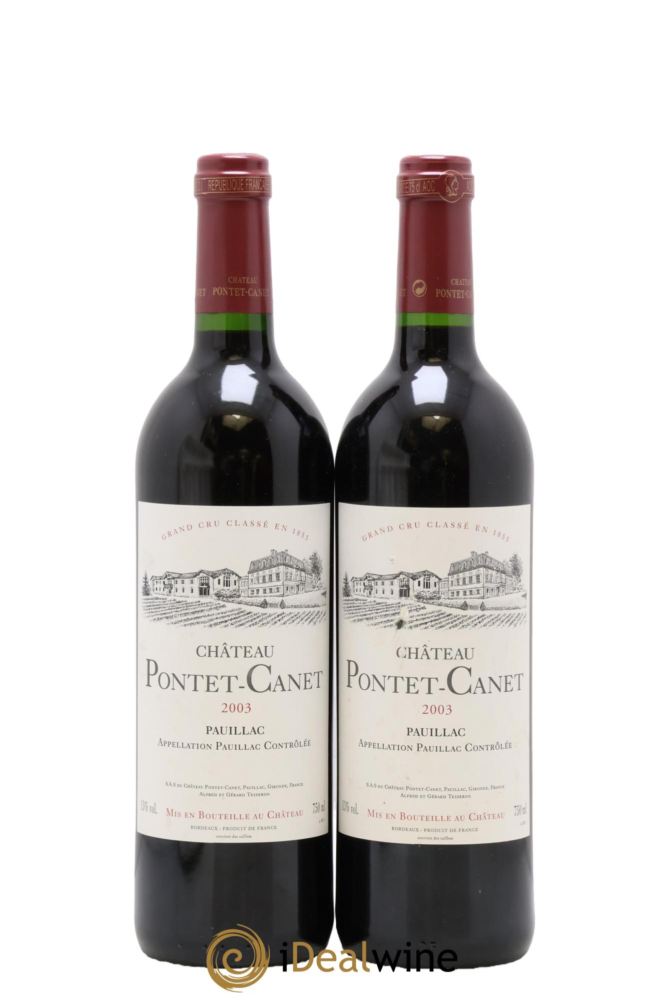 Château Pontet Canet 5ème Grand Cru Classé 2003 - Lot de 2 bouteilles - 0