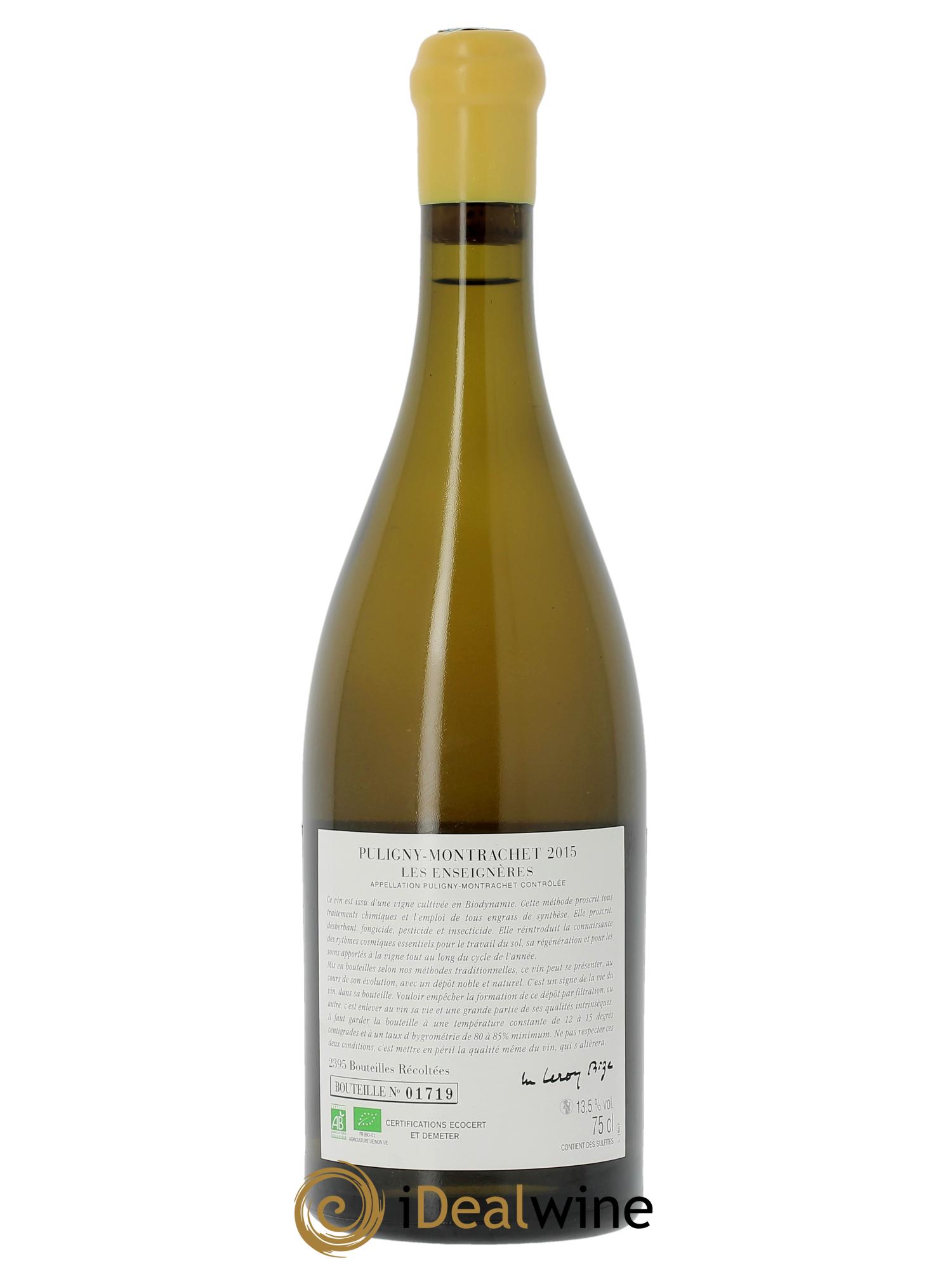 Puligny-Montrachet Les Enseignères d'Auvenay (Domaine) 2015 - Lot de 1 bouteille - 1