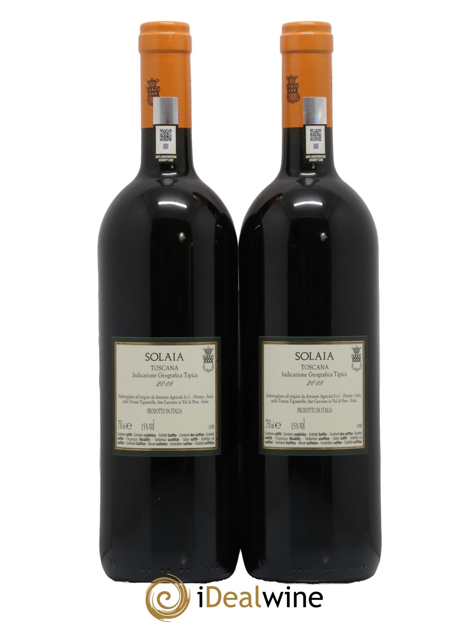 Toscana IGT Solaia Tenuta Tignanello - Marchesi Antinori 2018 - Lot de 2 bouteilles - 1