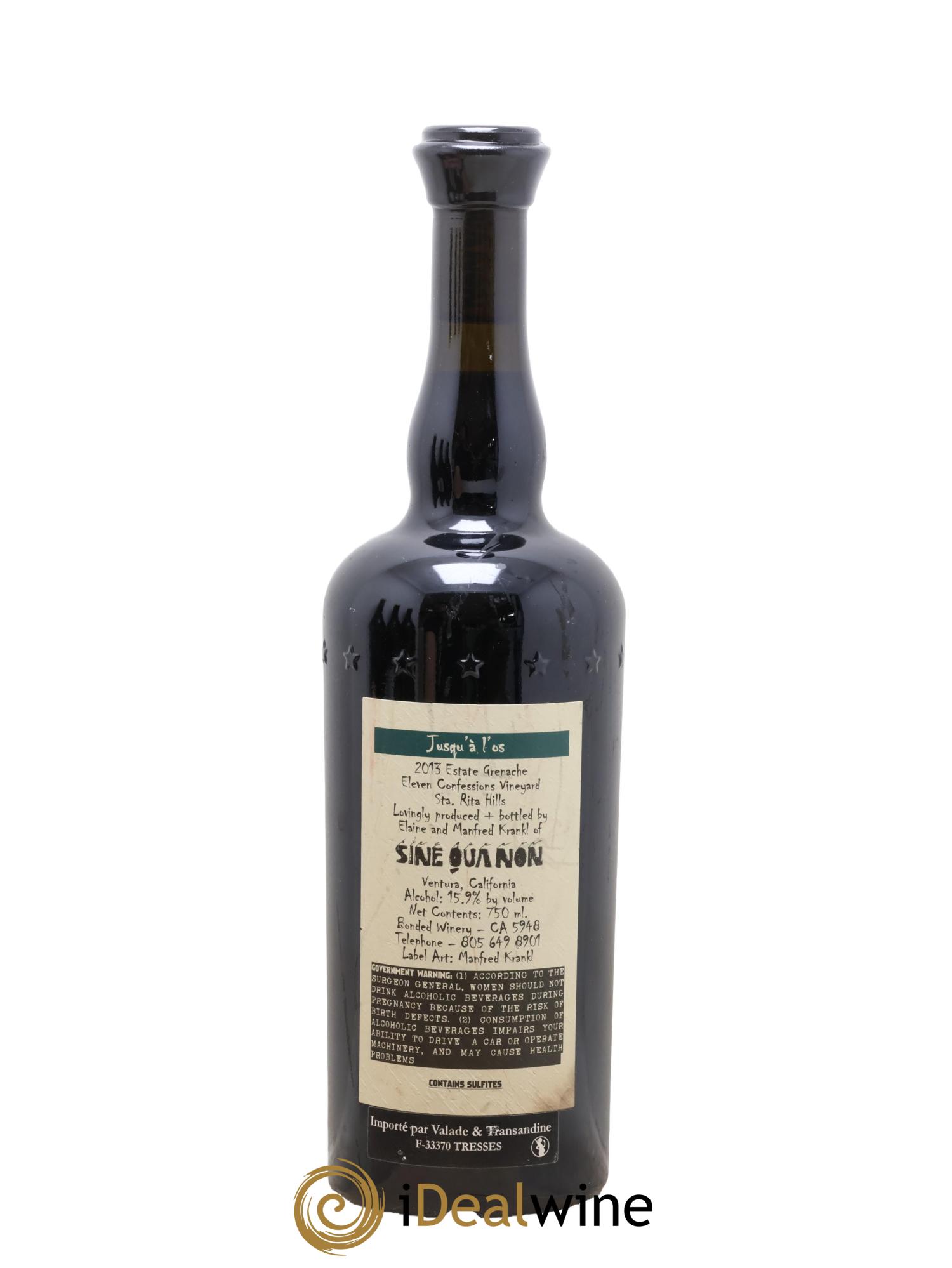 Santa Barbara Sine Qua Non Eleven Confessions Jusqu'à l'Os Manfred Krankl 2013 - Lot of 1 bottle - 1