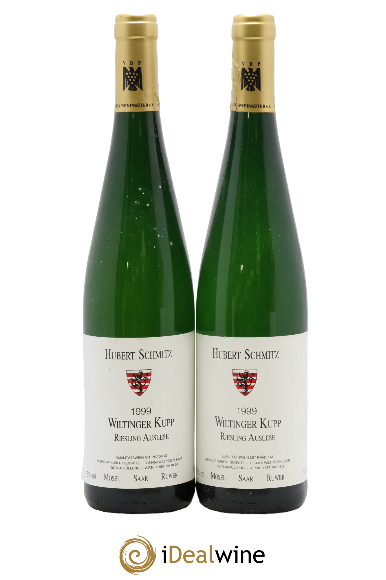 Vins Etrangers Allemagne Mosel Saar Riesling Auslese Wiltinger Kupp Hubert Schmitz 1999 - Lot de 2 bouteilles - 0